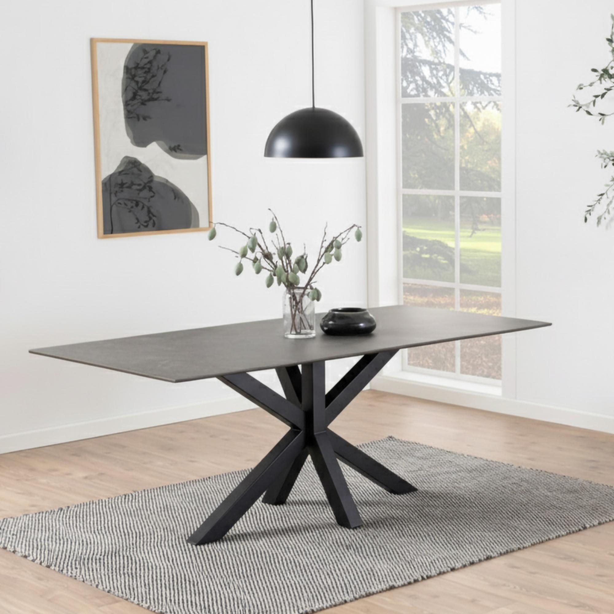 Heaven Dining Table - 8 Seater - 200cm - Black Ceramic - with Star Legs