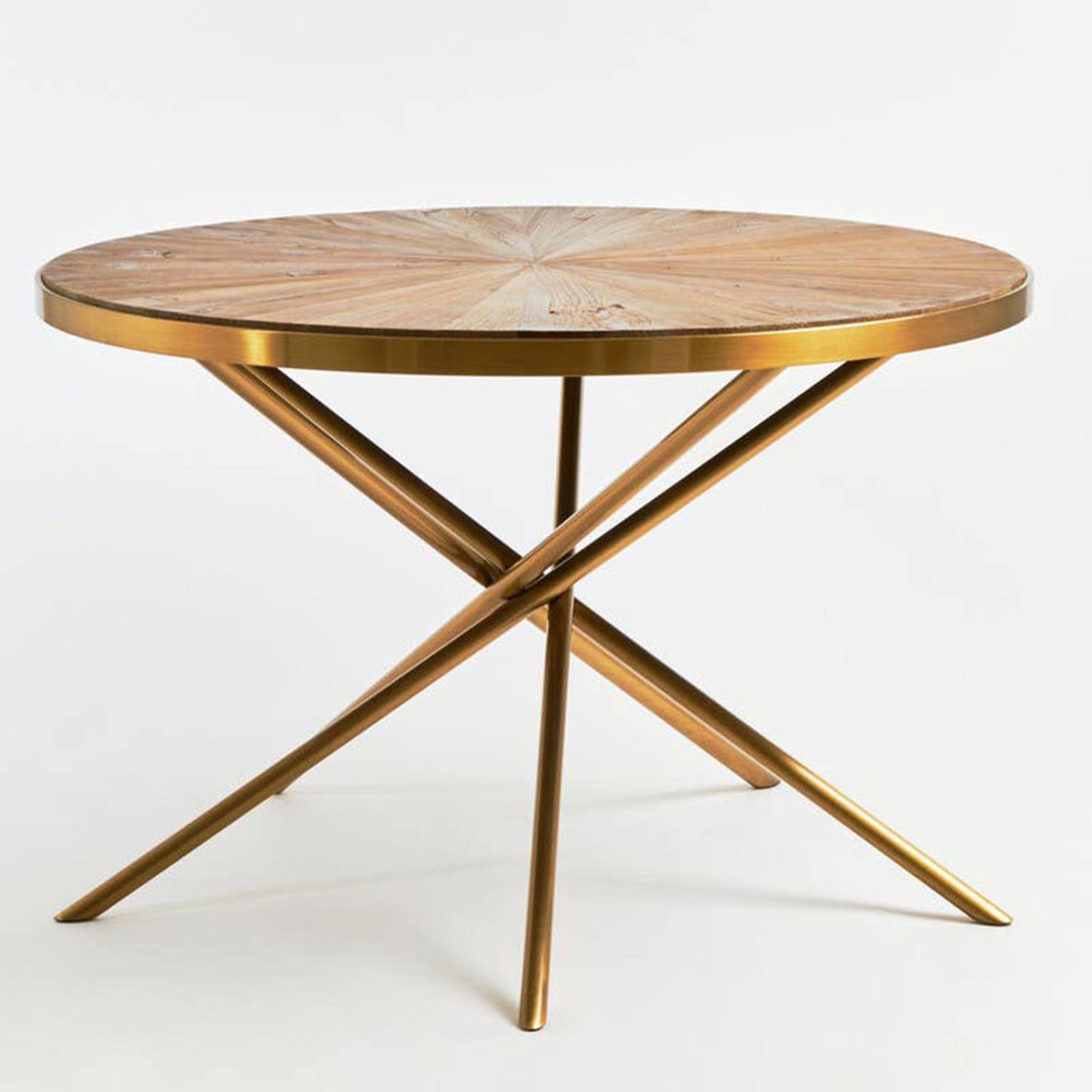 Jana Dining Table - 4 Seater - 120cm - Round - Wood with Gold Metal