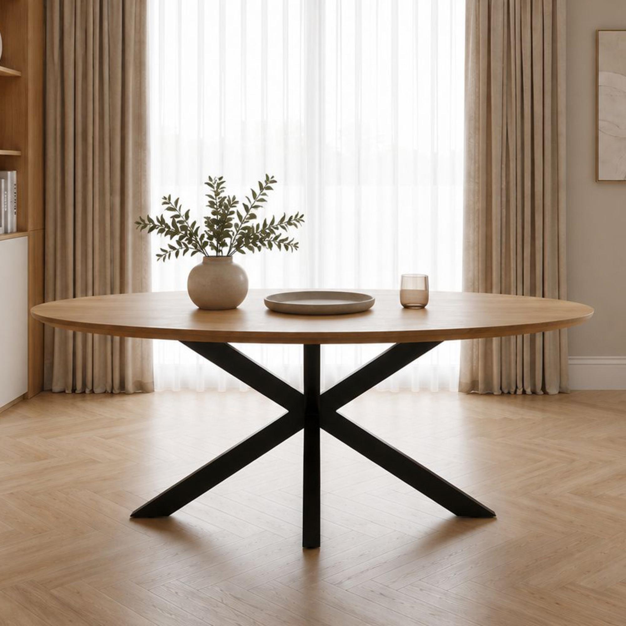 Jesper Dining Table - 160cm - 6 Seater - Oval - Star Base - Natural - Mango Wood