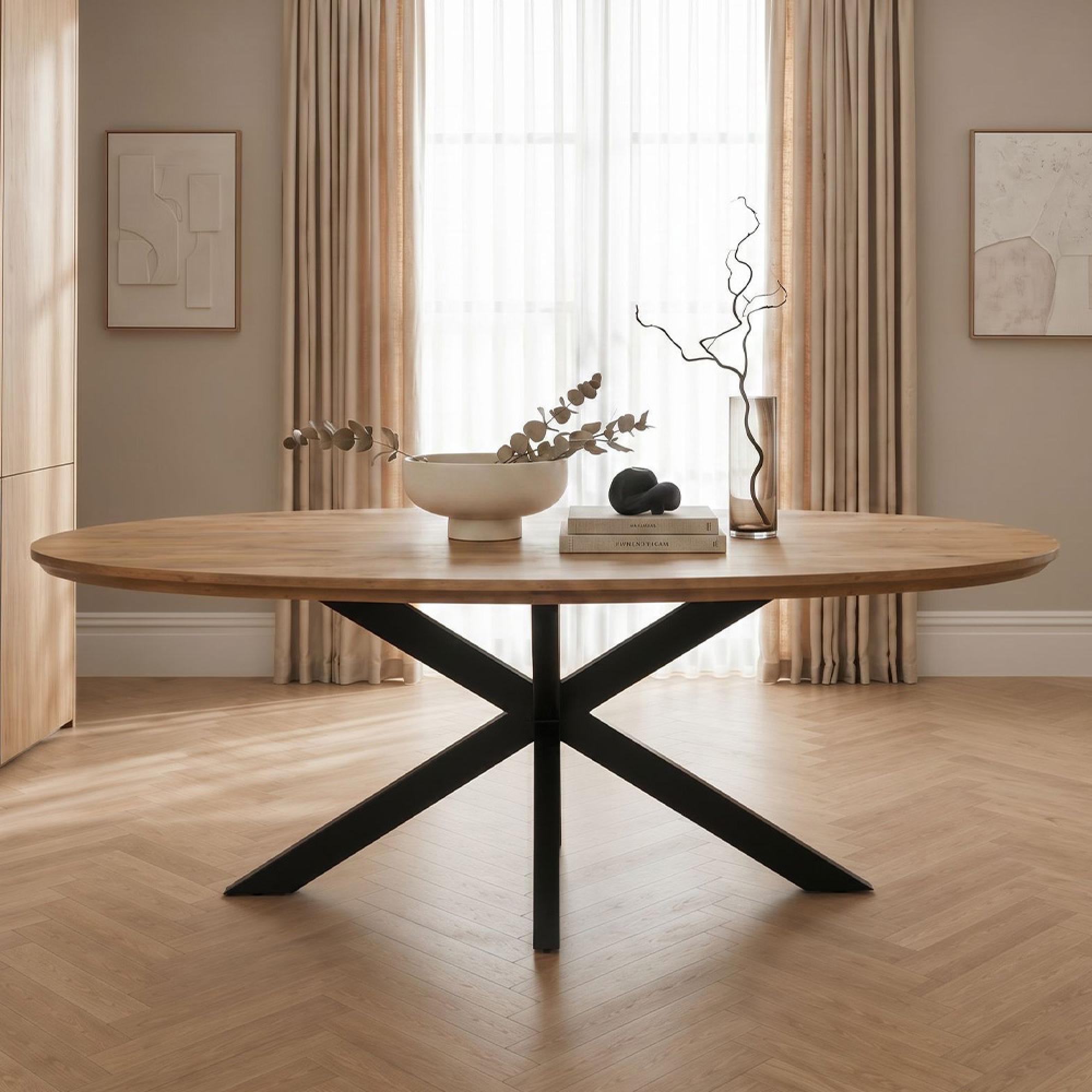 Jesper Dining Table - 180cm - 8 Seater - Oval - Star Base - Natural - Mango Wood