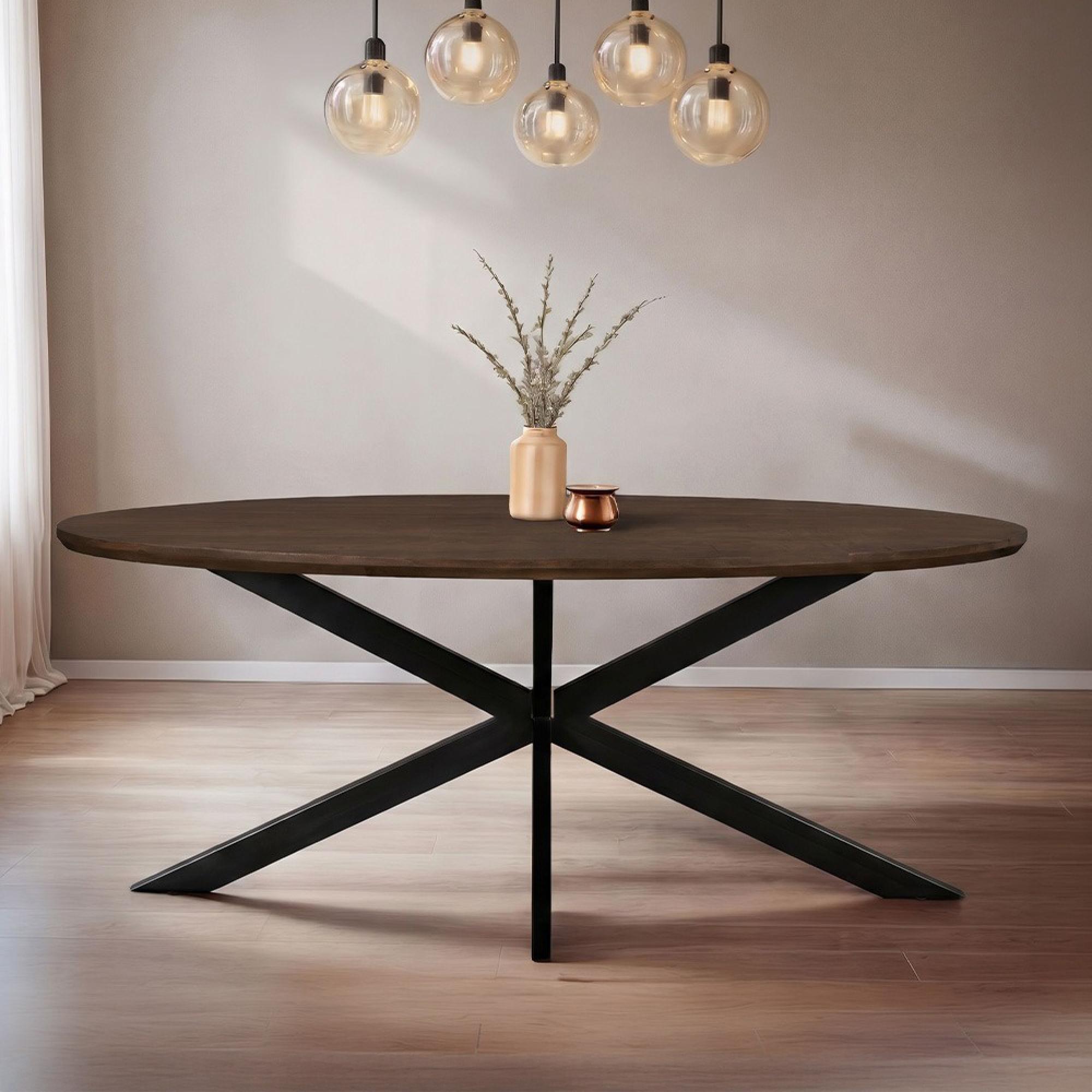 Jesper Dining Table - 240cm - 10 Seater - Oval - Star Base - Chestnut - Mango Wood