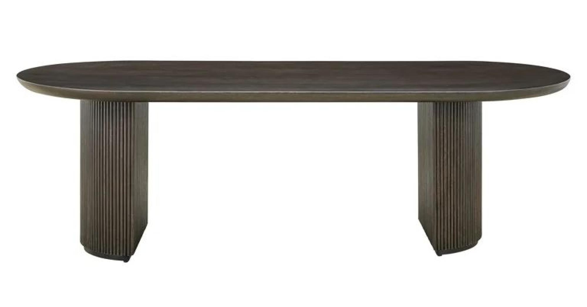Kingston Brown 12 Seater Oval Dining Table with Fluted Base