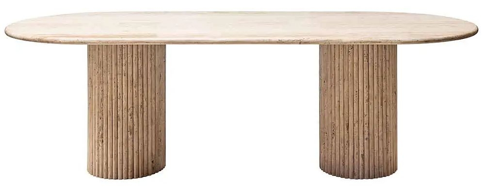 La Cantera Travertine Beige 10 Seater Oval Pedestal Dining Table