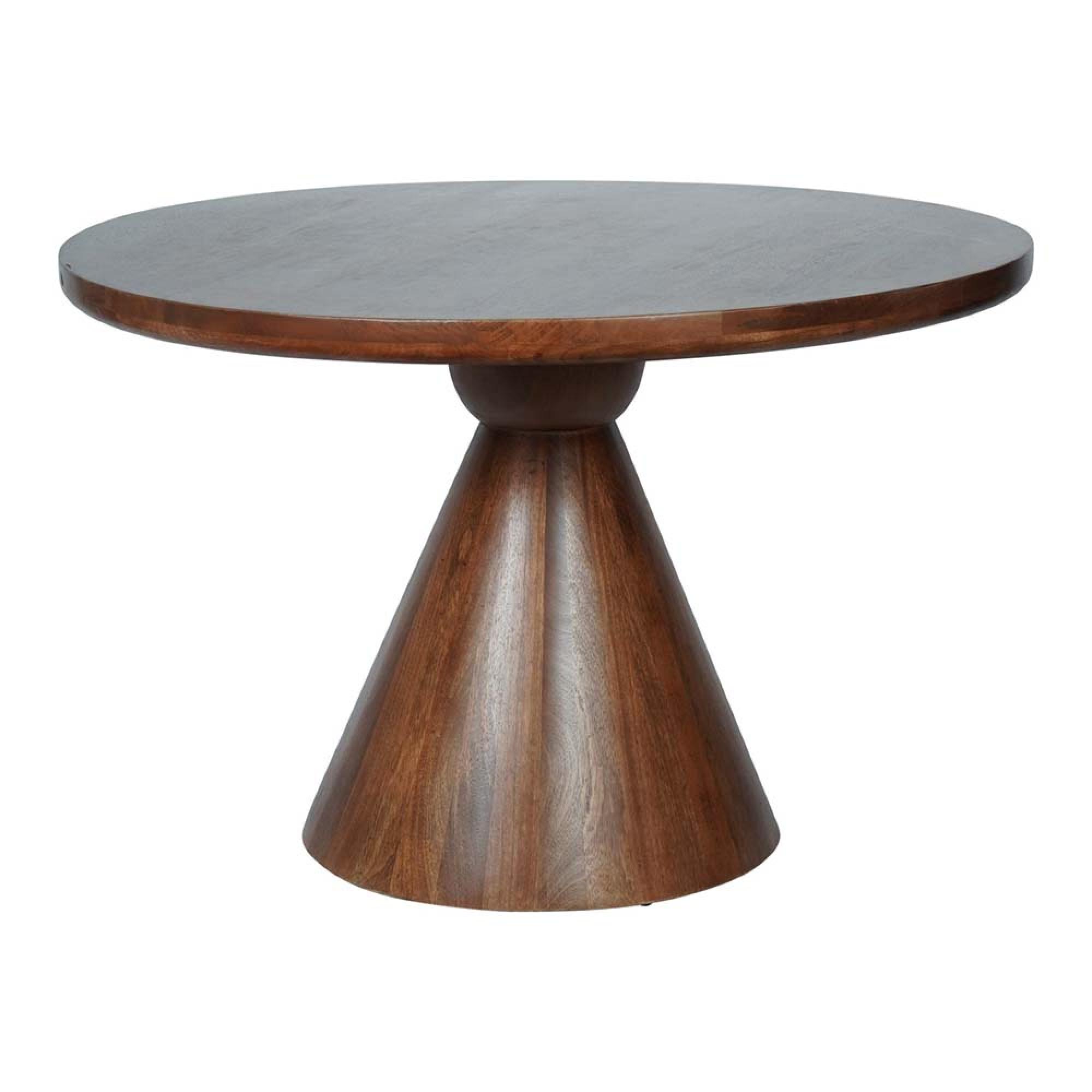 Monterey Dining Table - Dark Wood - 4 Seater - Round Pedestal - 116.5cm