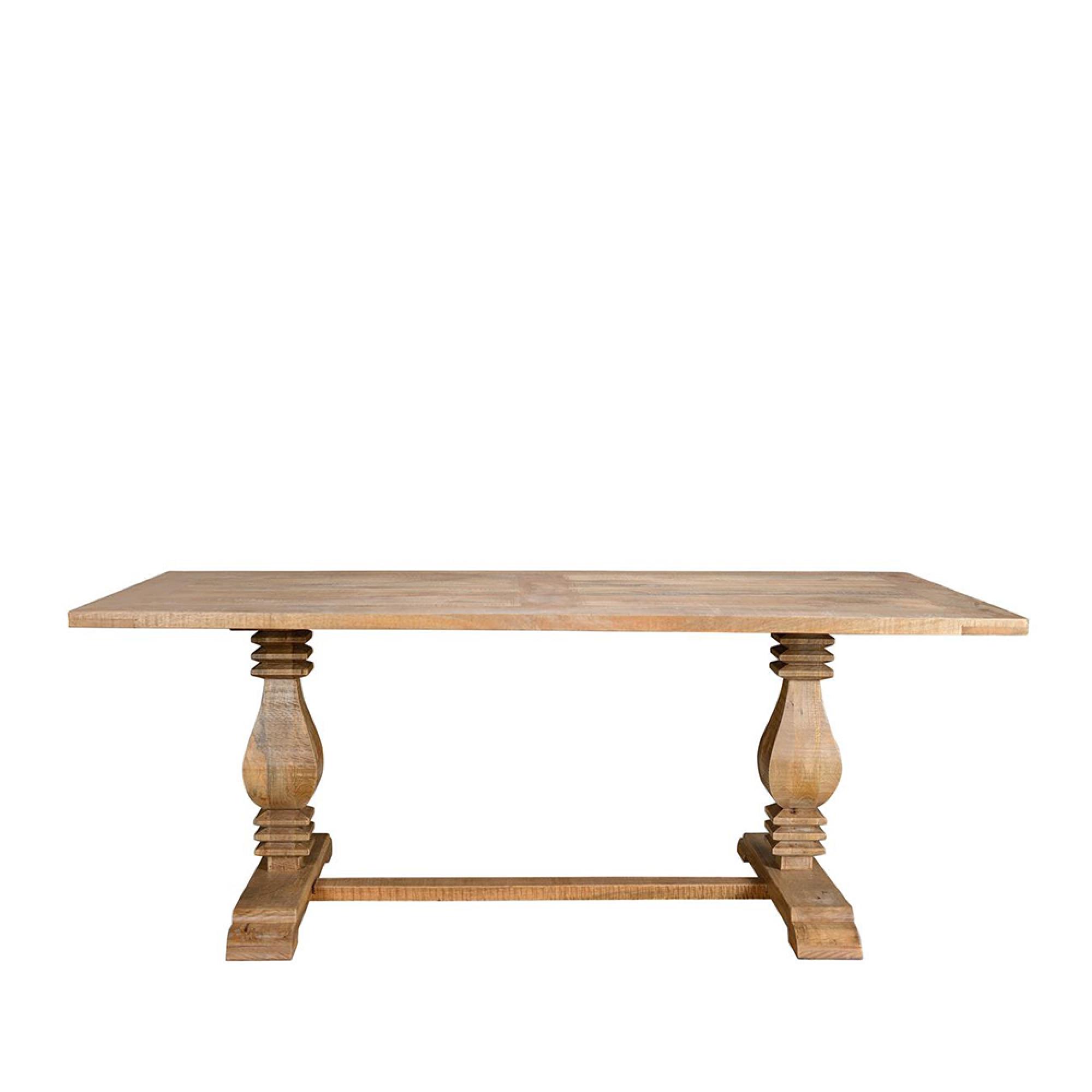 Lucca Dining Table - Mango Wood - 8 Seater - 200cm - Double Pedestal