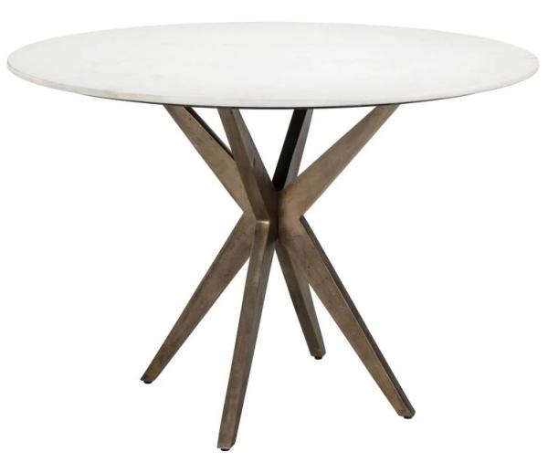 Maisy White Marble 2 Seater Round Dining Table with Spider Legs