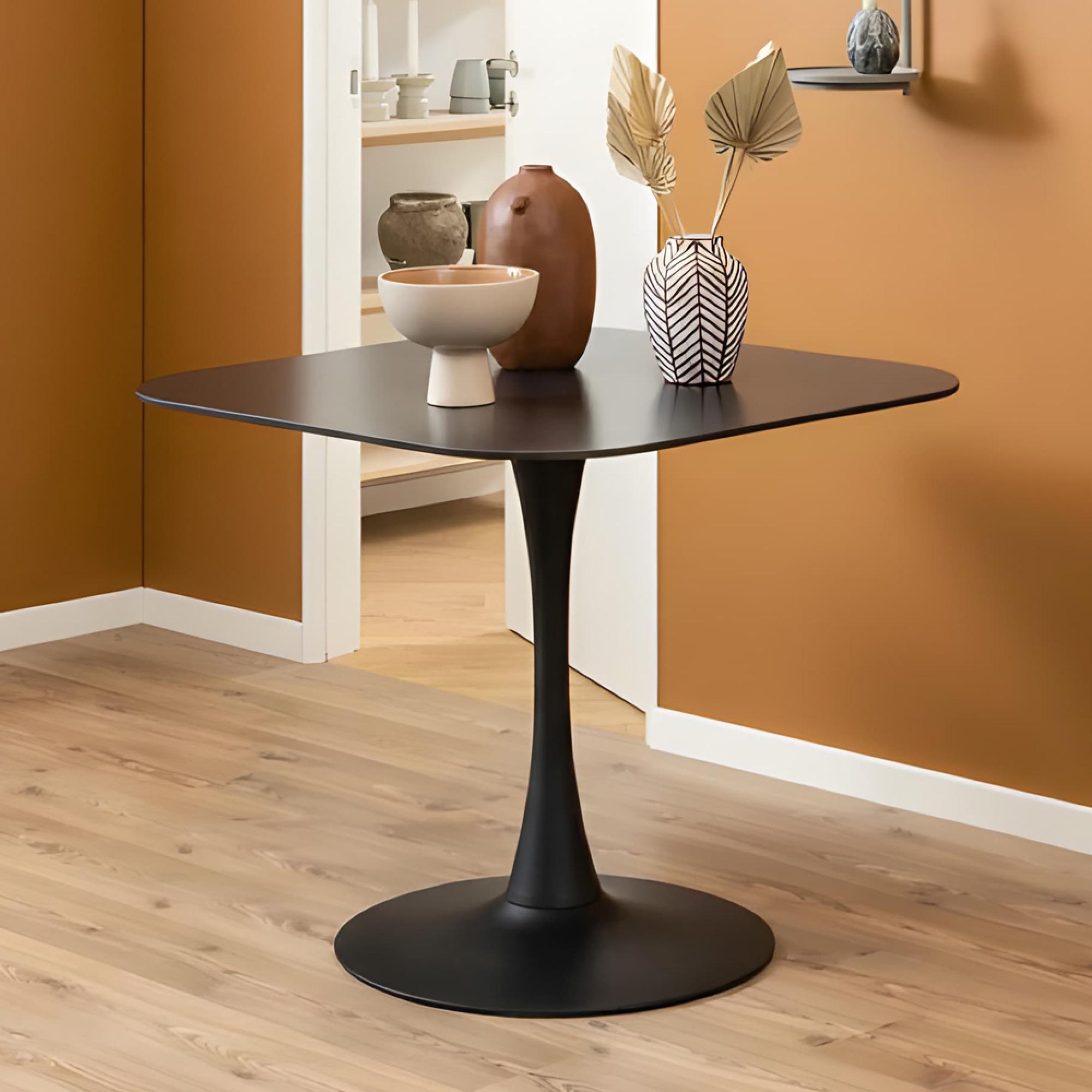 Malta Square Dining Table - 2 Seater - 90cm - Black Ceramic