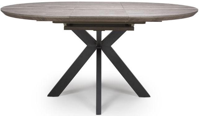 Manhattan Extending Dining Table - Grey - 4-6 Seater - 120cm-160cm - Oval - Black Spider Legs Base