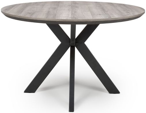 Manhattan Dining Table - Grey - 4 Seater - 120cm - Round - Black Spider Legs Base