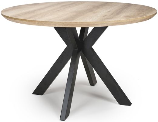 Manhattan Dining Table - Oak - 4 Seater - 120cm - Round - Black Spider Legs Base