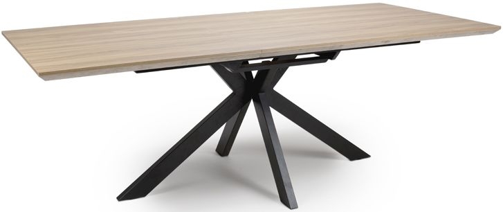 Manhattan Extending Dining Table - Oak - 6-8 Seater - 180cm-220cm - Black Spider Legs Base