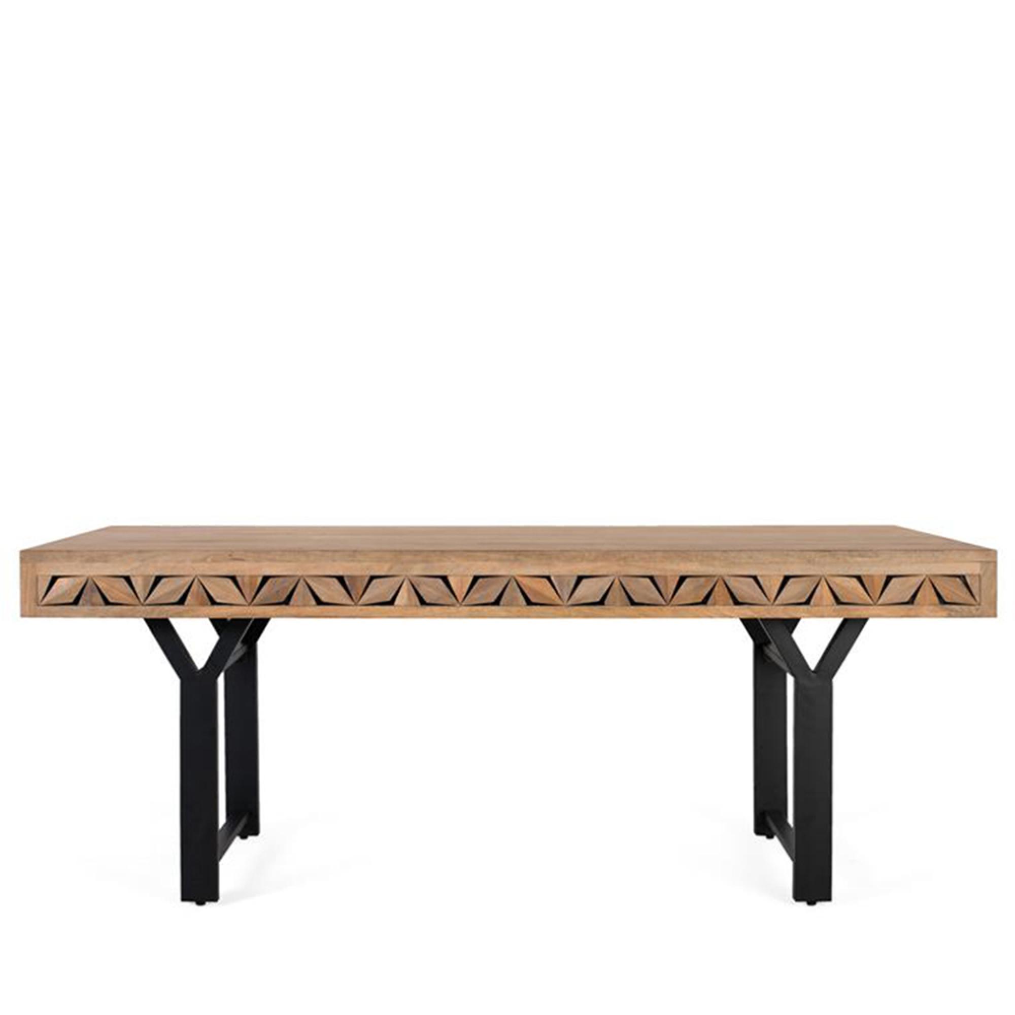 Marlee Dining Table - Mango Wood - Geometric - 8 Seater - 200cm