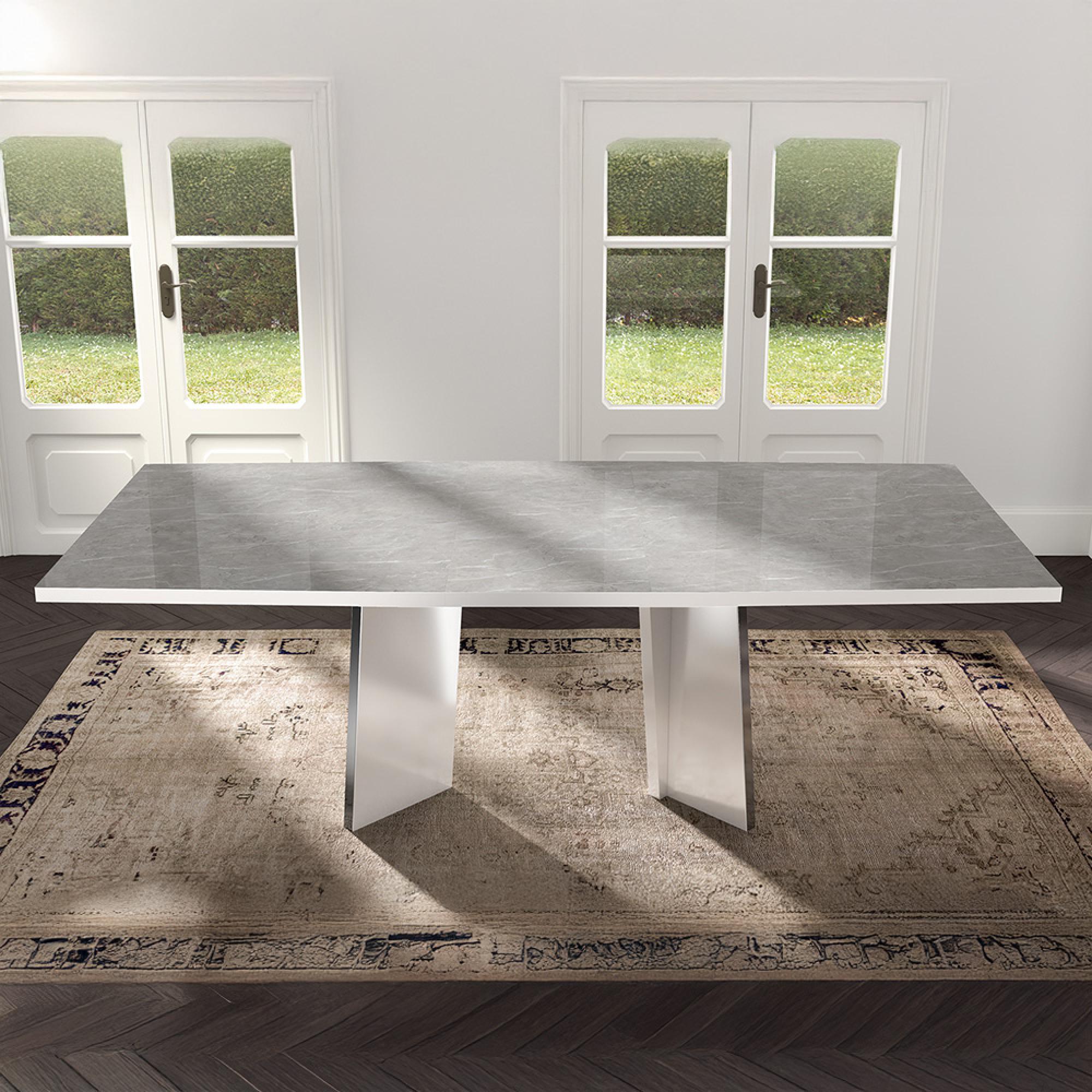 Modern Mara Dining Table - 10 Seater - 250cm - White
