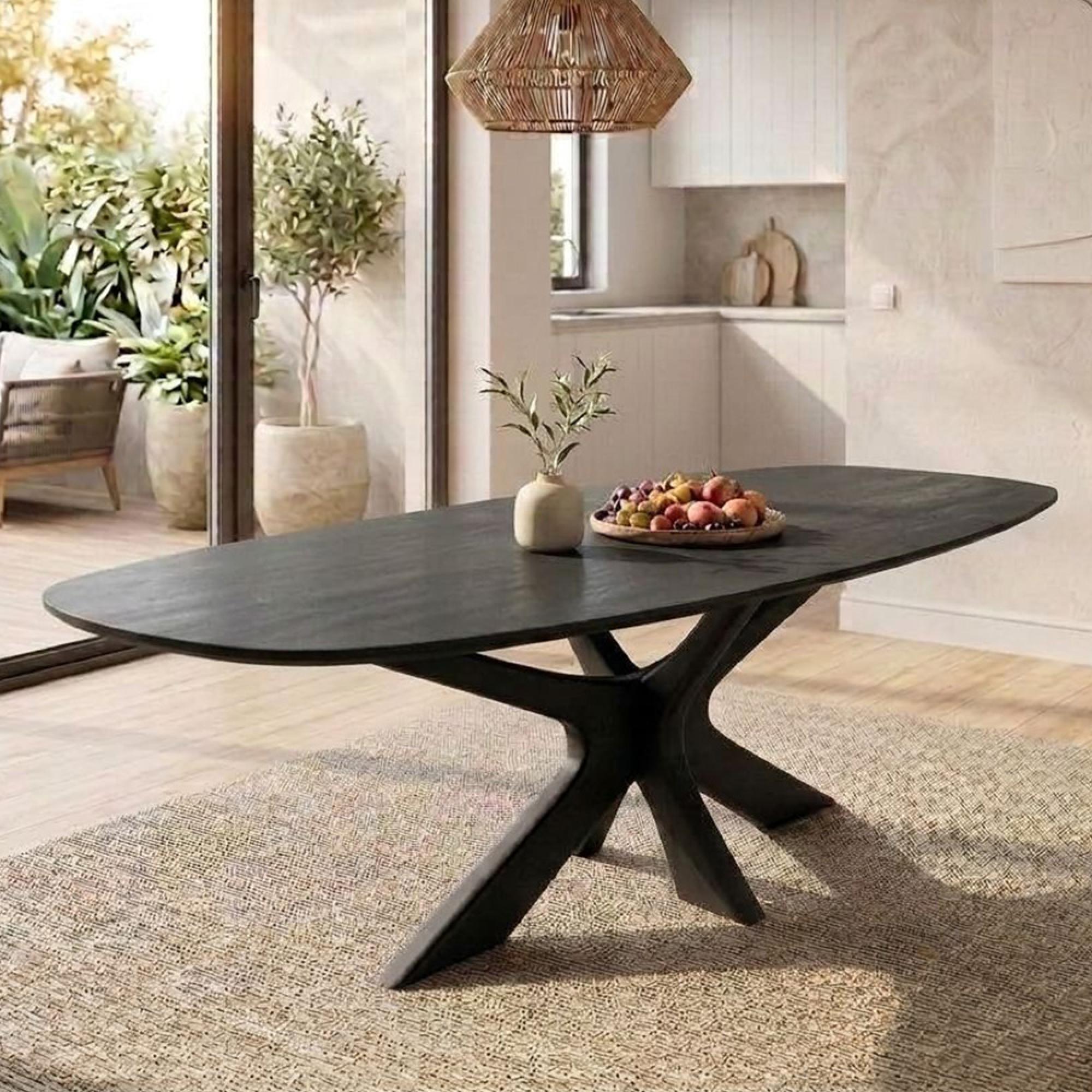 Montereux Dining Table - 250cm - 10 Seater - Oval - Spider Legs - Charcoal - Mango Wood