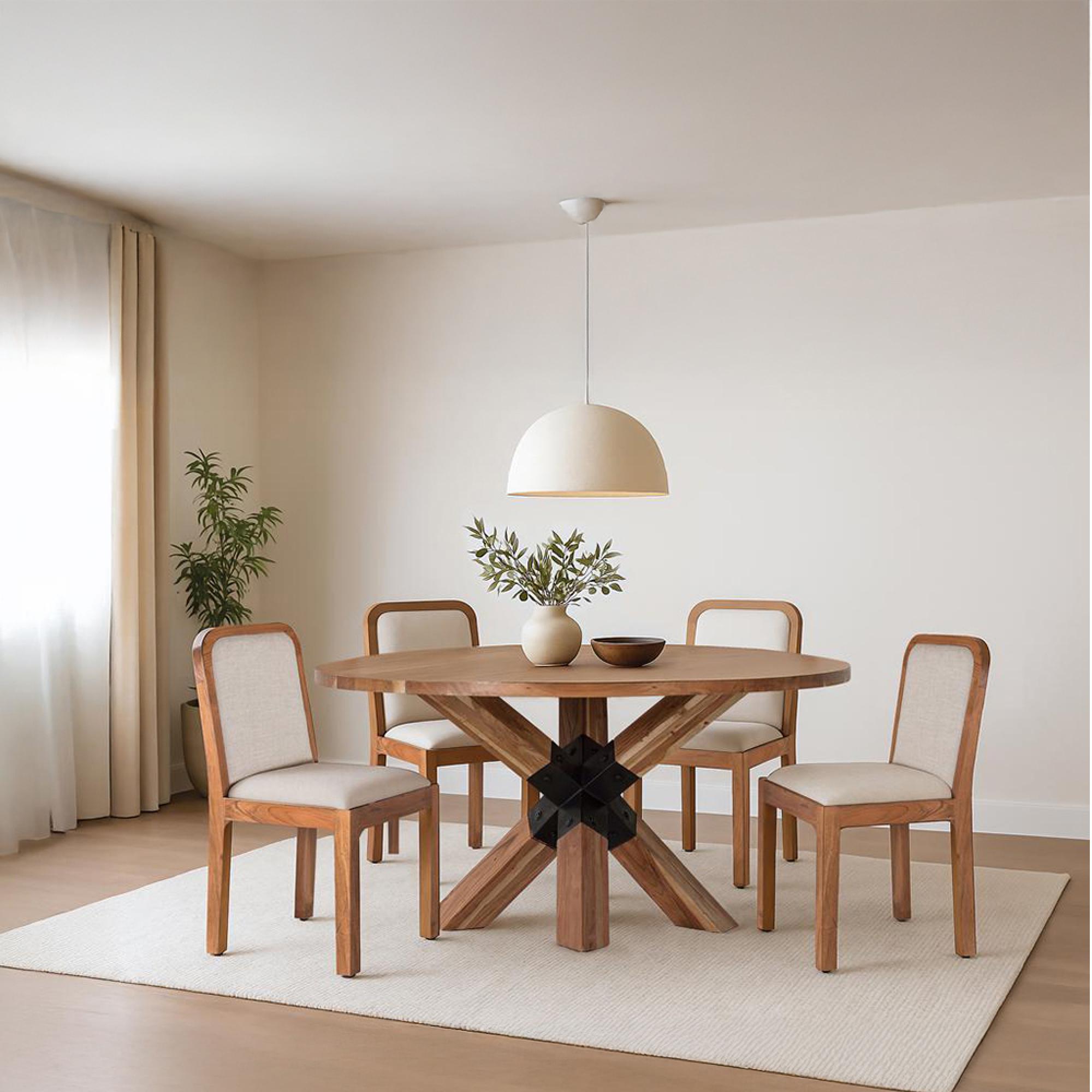 Monza Natural Acacia Wood - 4 Seater Round Dining Table - Sizes Available