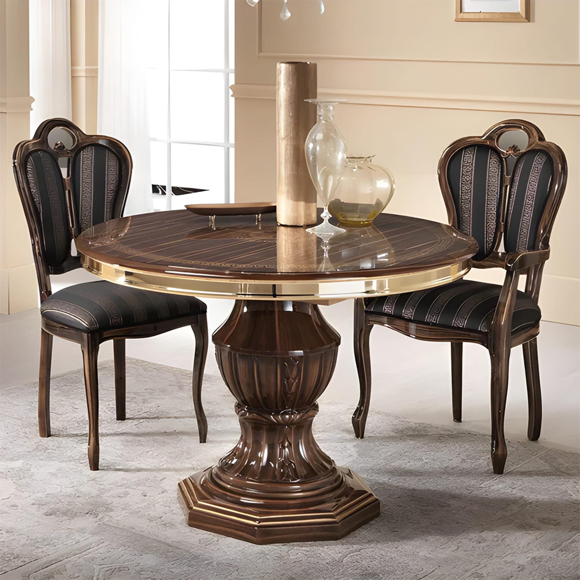 New Venus Dining Table - 4 Seater - Round - Pedestal - 110cm - Walnut Italian
