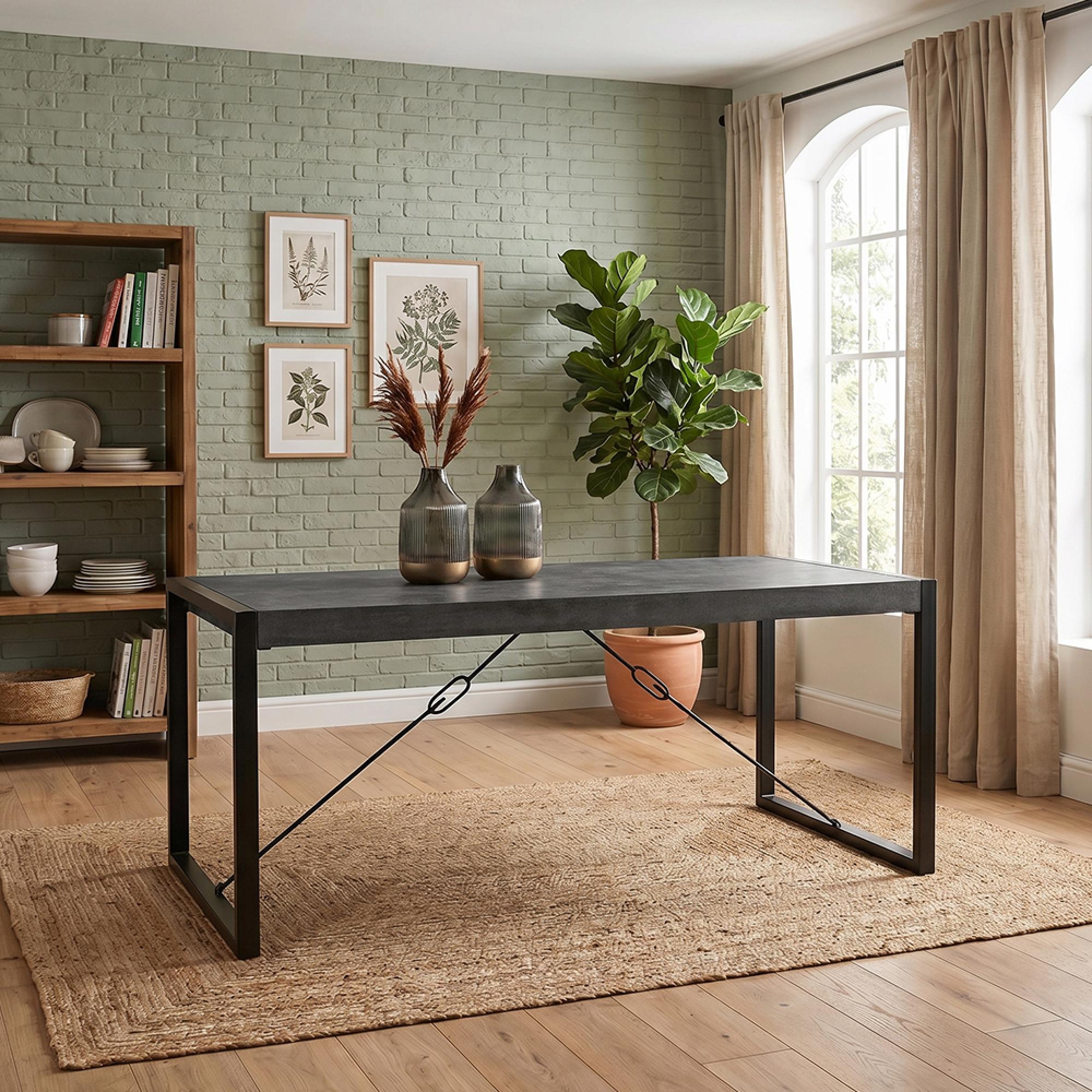 Norris Dining Table - 140cm - 4 Seater - U Legs - Charcoal - Rustic Mango Wood