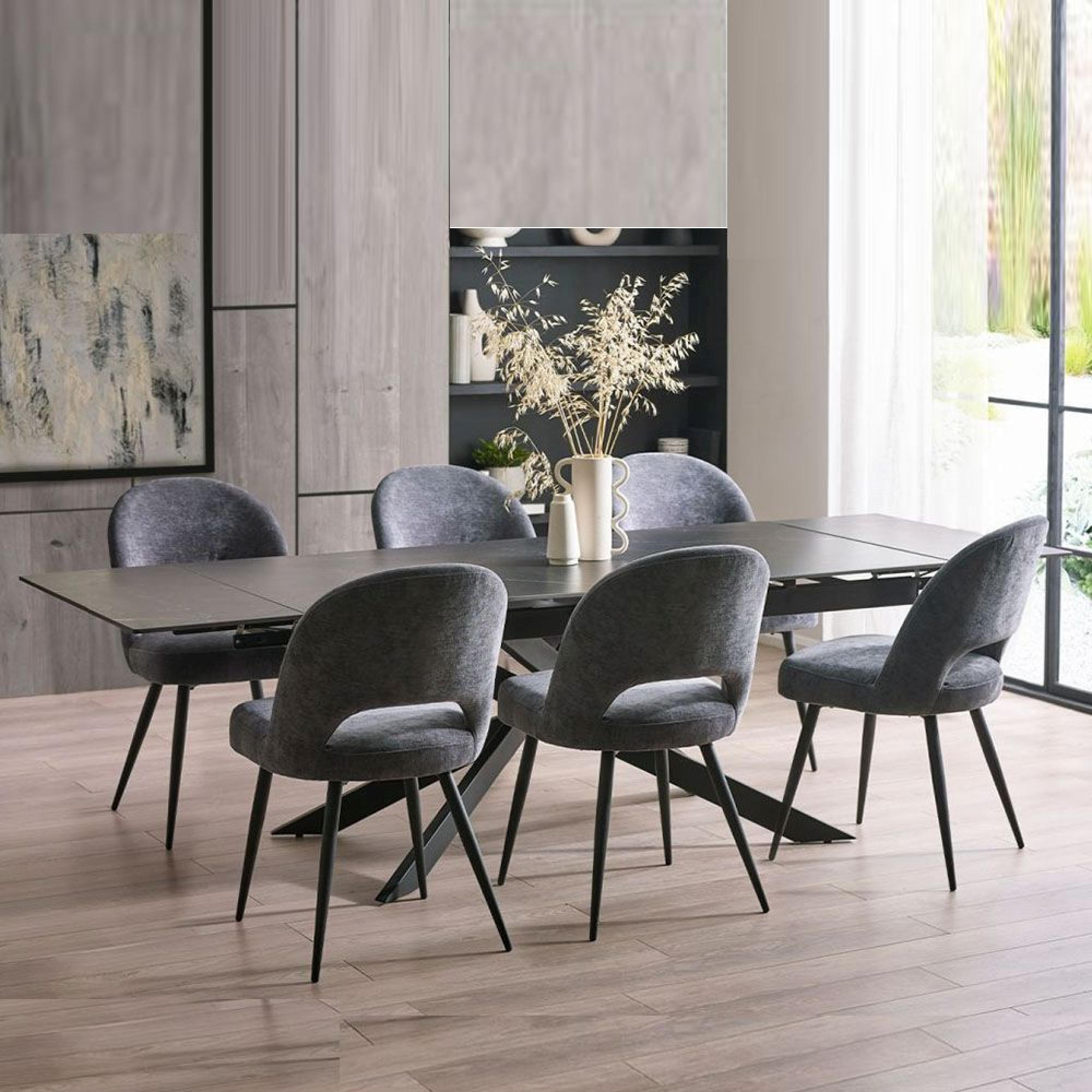 Osaka Extending Dining Table - 6-10 Seater - 160cm-260cm - Black Ceramic
