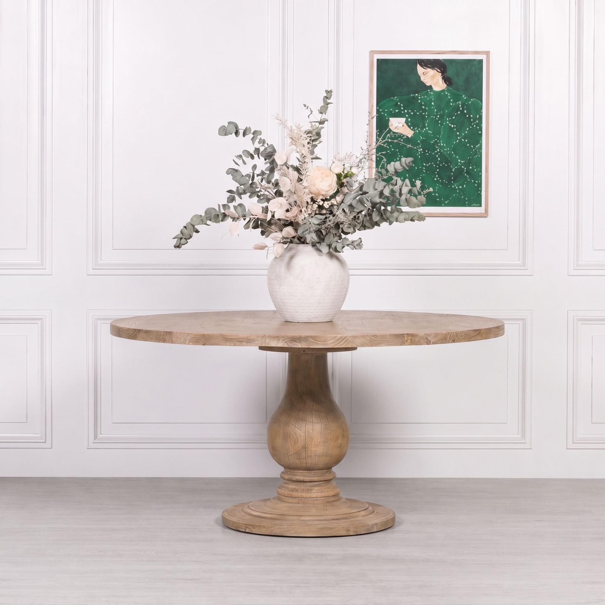 Paris Dining Table - 120cm - 6 Seater - Round - Pedestal Base - Natural - Mango Wood