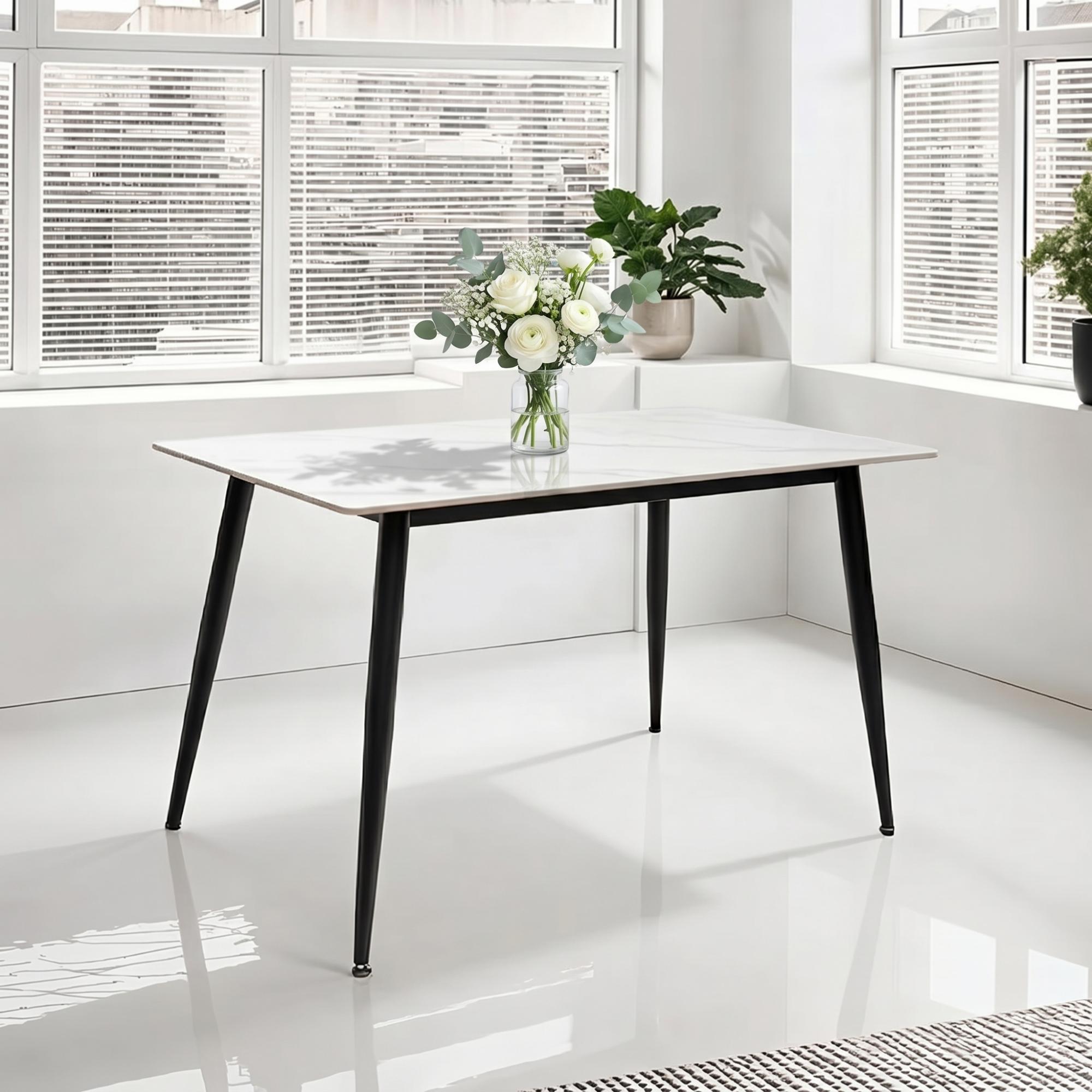 Riga Dining Table - 4 Seater - 130cm - Snow White Sintered Stone