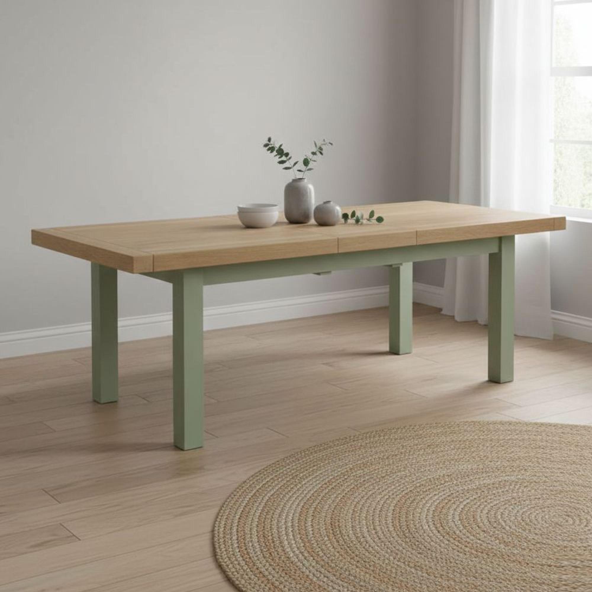 Salcombe Extending Dining Table - Sage Oak - 8-10 Seater - 200cm-245cm