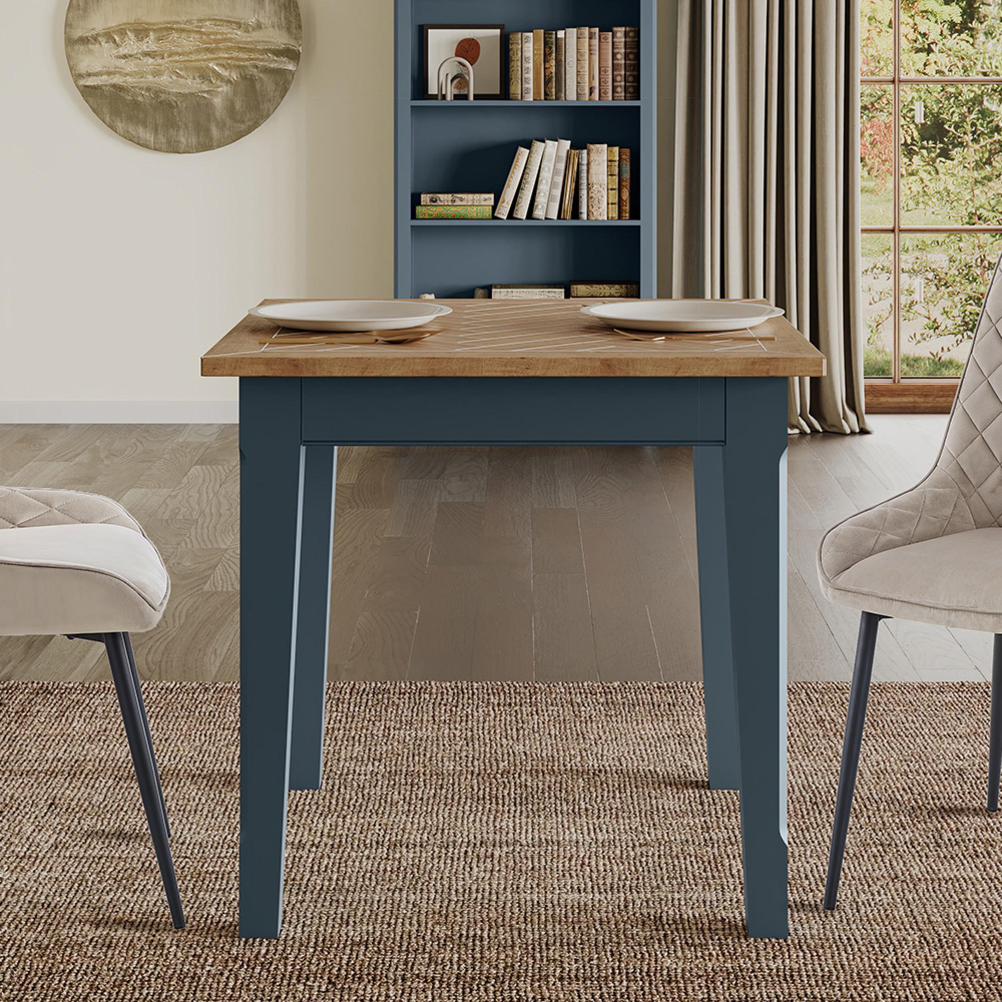 Signature Blue Square Dining Table - 2 Seater - 80cm