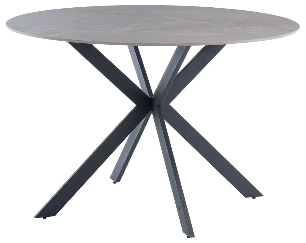 Talia Dining Table - 4 Seater - 120cm - Round - Spider Legs - Grey Sintered Stone