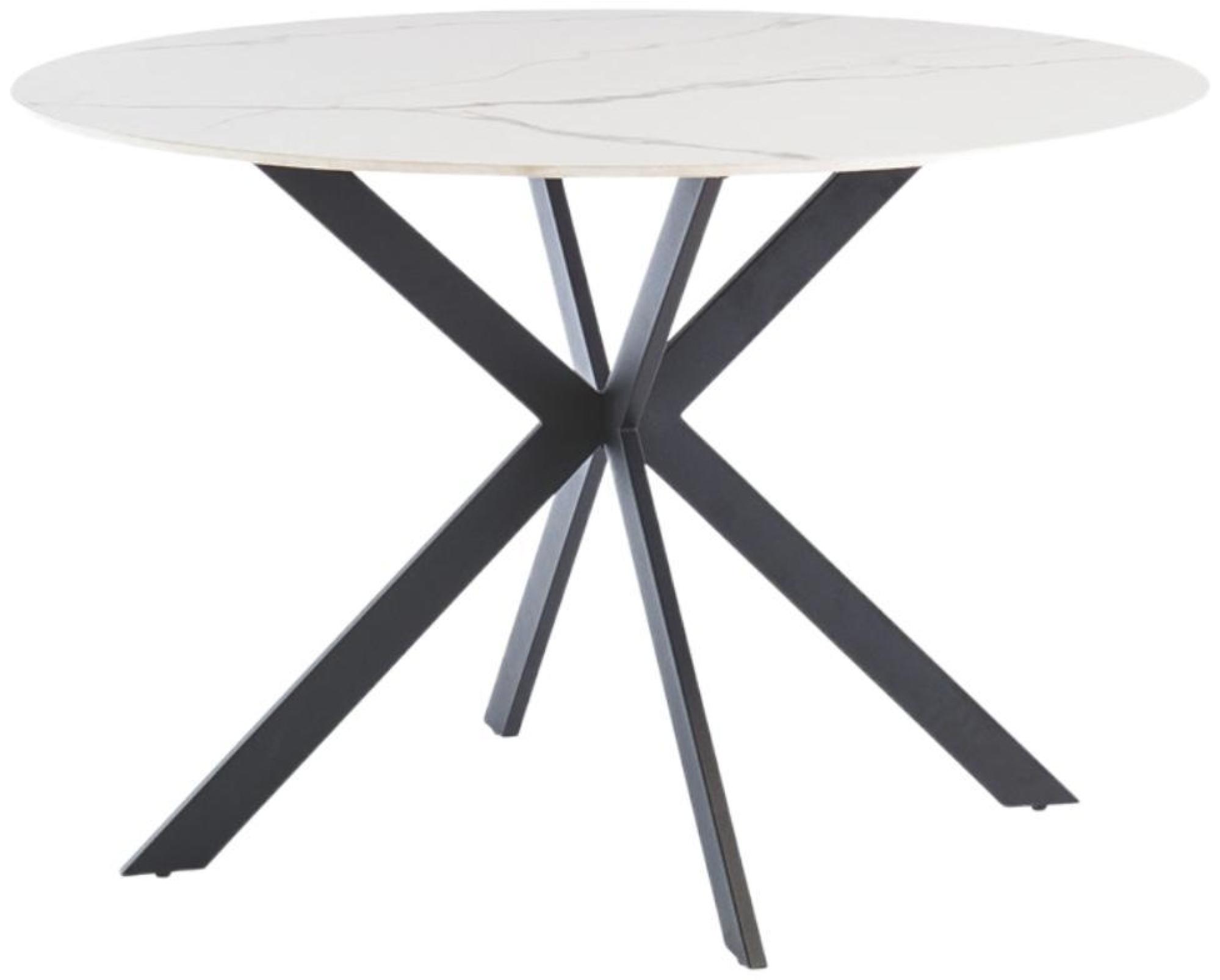 Talia Dining Table - 4 Seater - 120cm - Round - Spider Legs - Italy White Sintered Stone