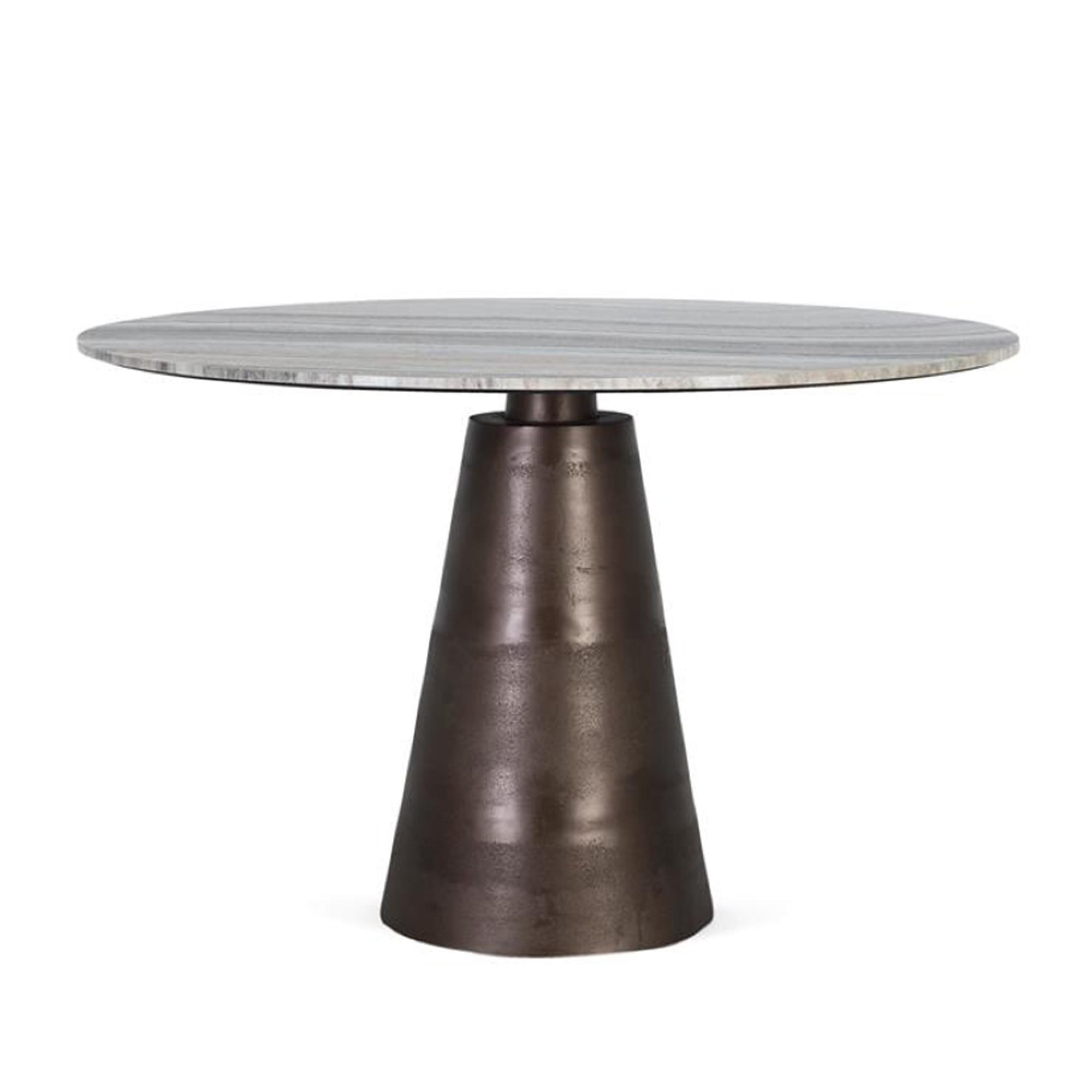 Taranto Dining Table - Grey Marble - 4 Seater - 120cm - Round Pedestal