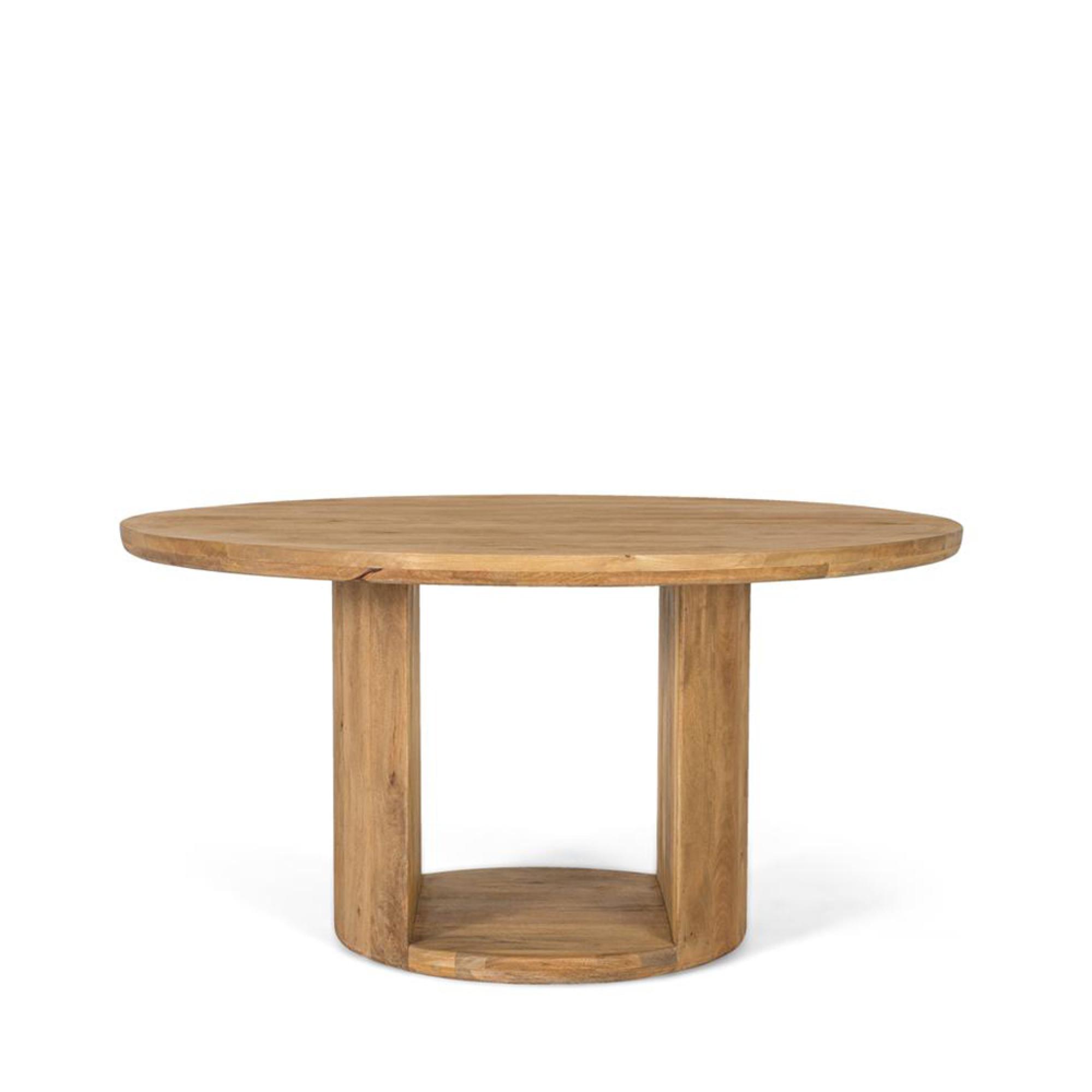 Trieste Dining Table - Natural Mango Wood - 6 Seater - 150cm - Round Pedestal