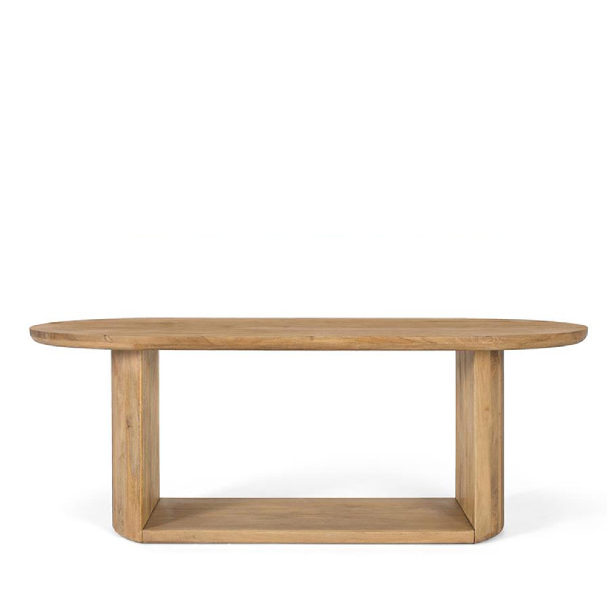Trieste Dining Table - Natural Mango Wood - 8 Seater - 210cm - Oval Pedestal