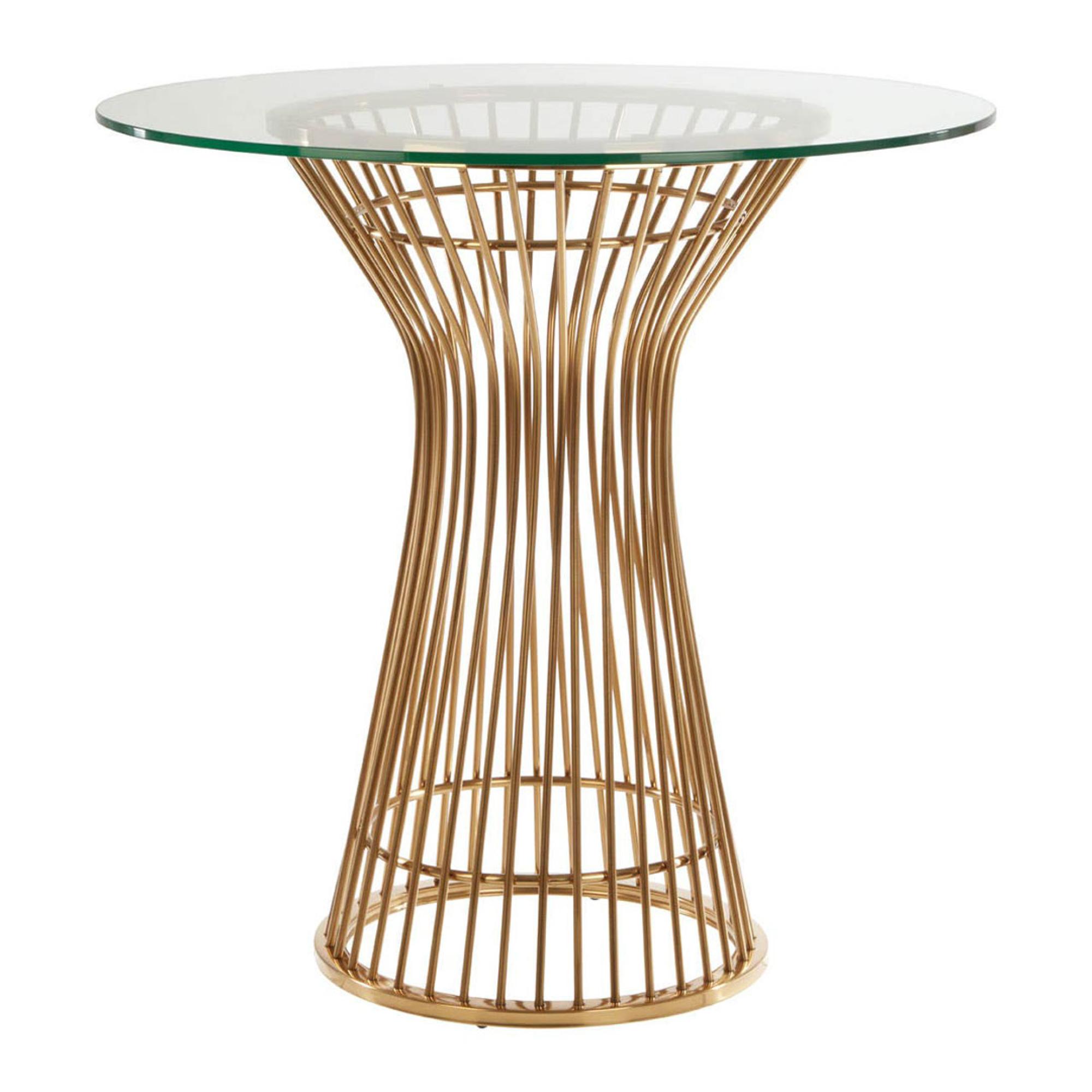 Vogue Dining Table - 2 Seater - Round - Glass with Gold Base