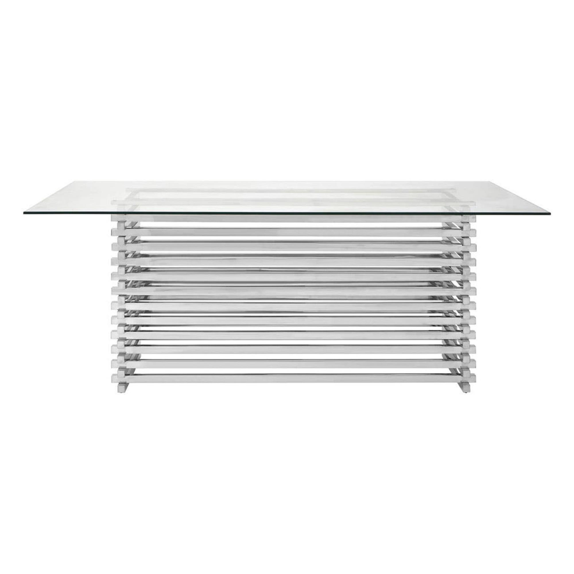 Vogue Dining Table - 8 Seater - Glass with Chrome Base