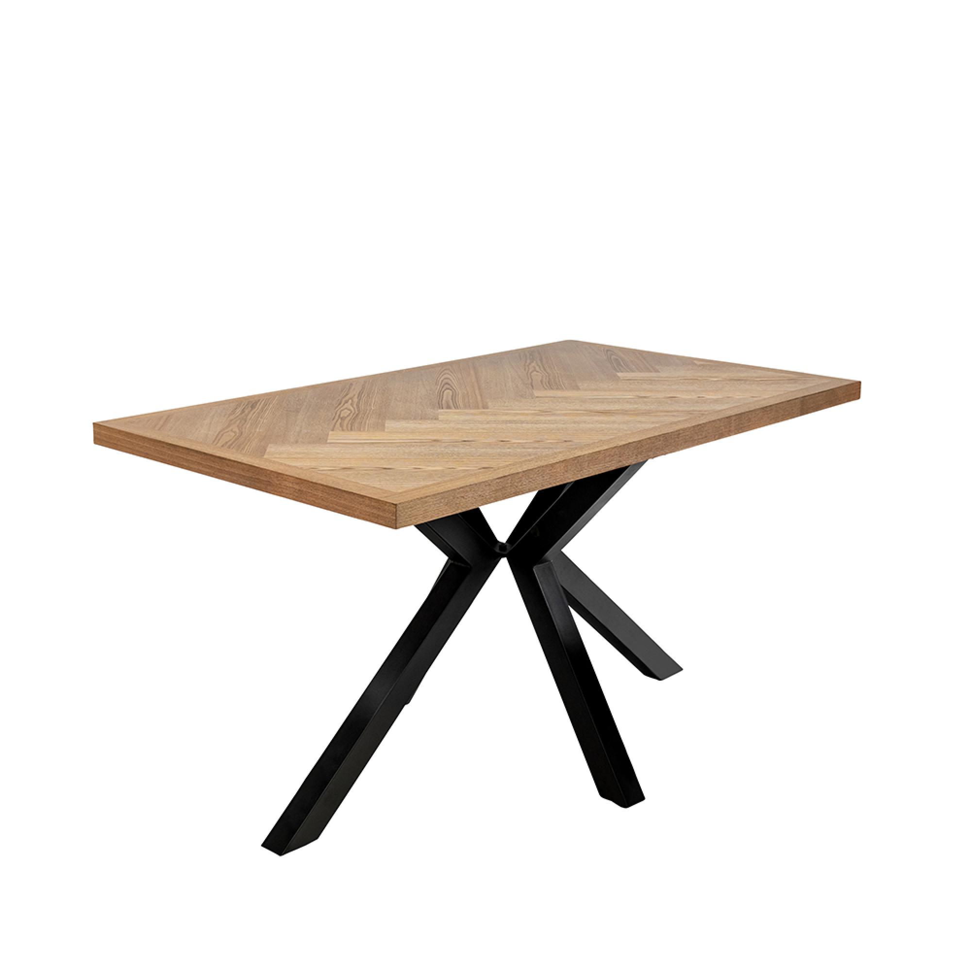 Zara Dining Table - 4 Seater - 140cm - Spider Legs - Ash Herringbone