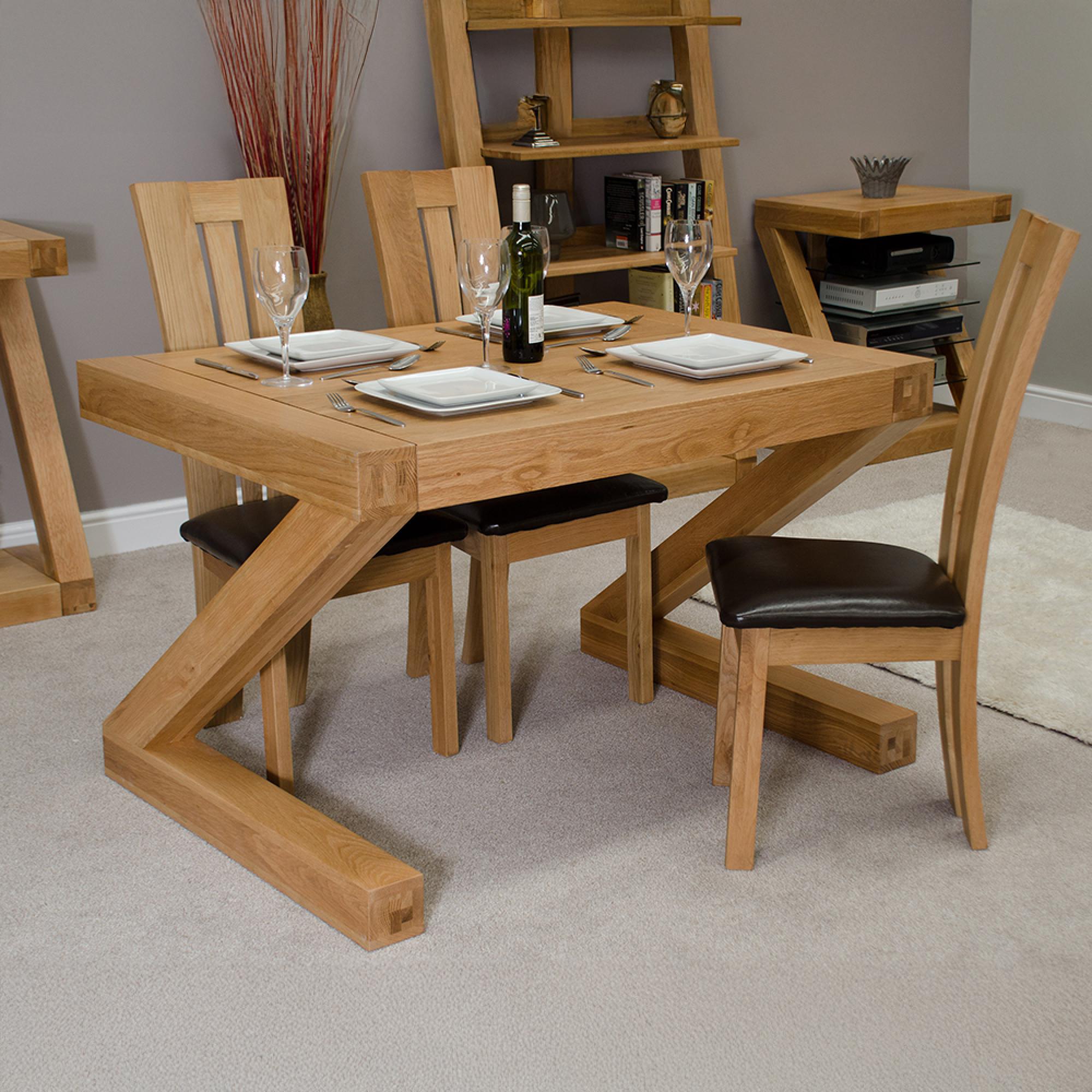 Z Designer Dining Table - 120cm - 4 Seater - Oak