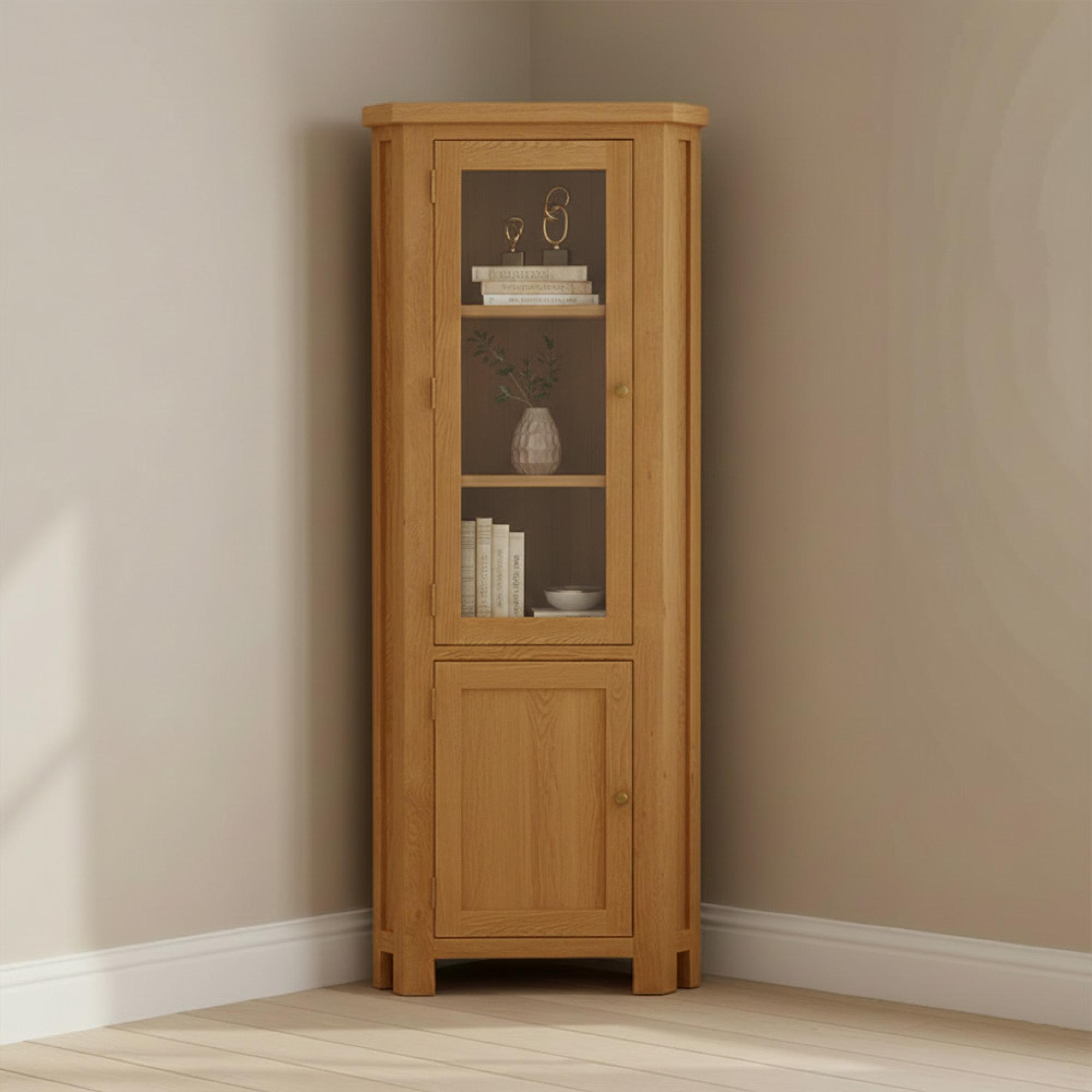 Salisbury Premium Corner Display Cabinet - 2 Door - Oak