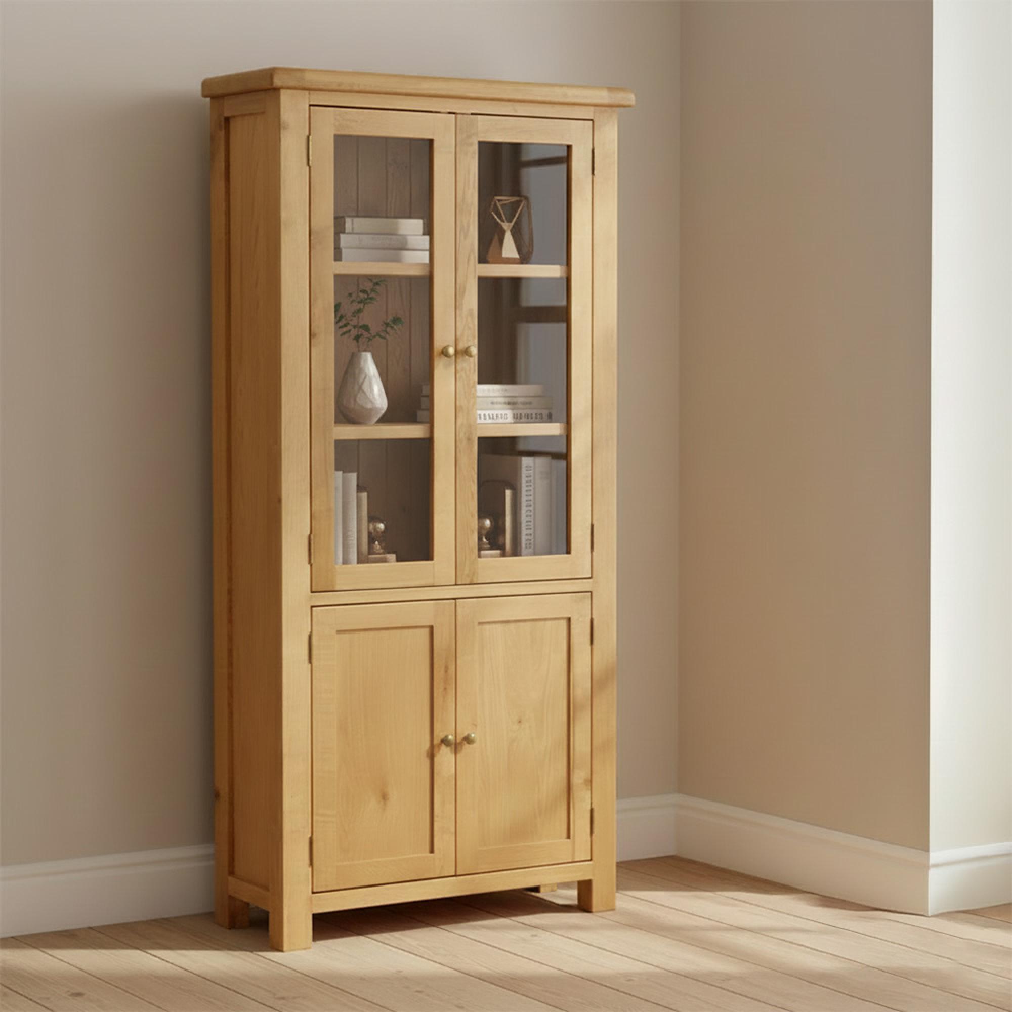 Salisbury Premium Display Cabinet - 4 Door - Oak