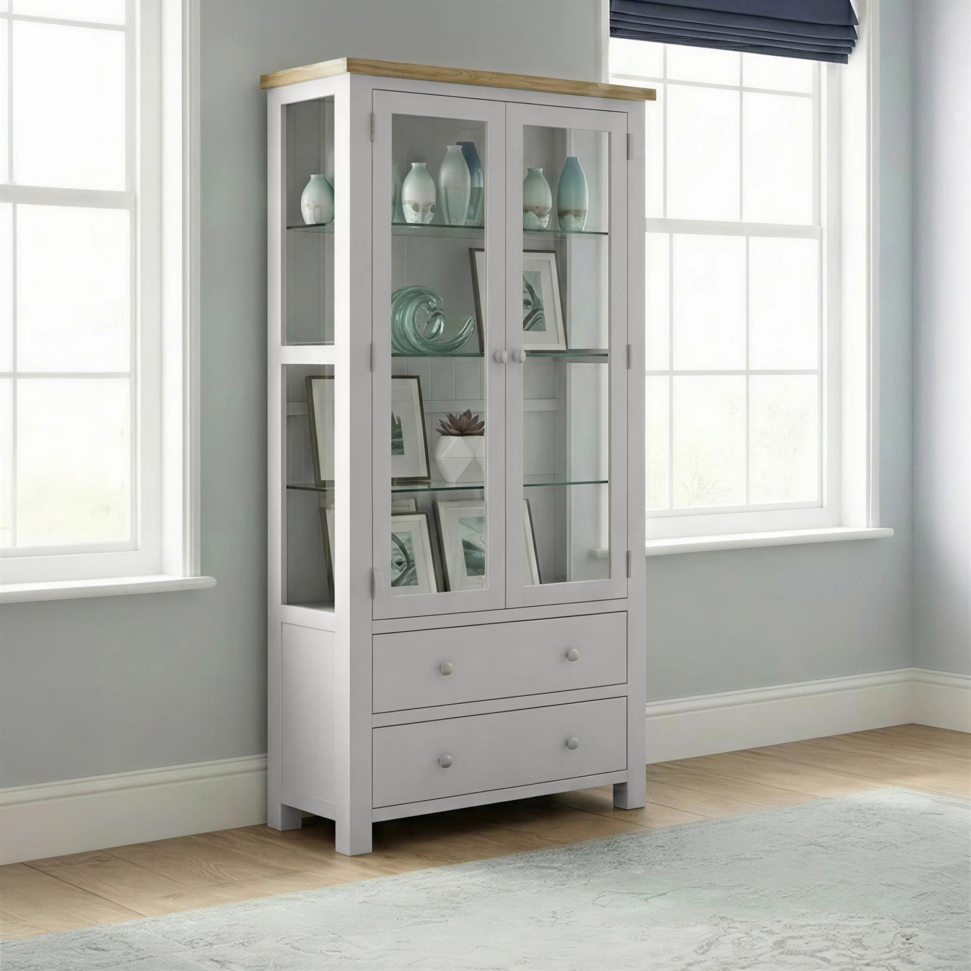 Lundy Display Cabinet - 2 Door - Grey Painted