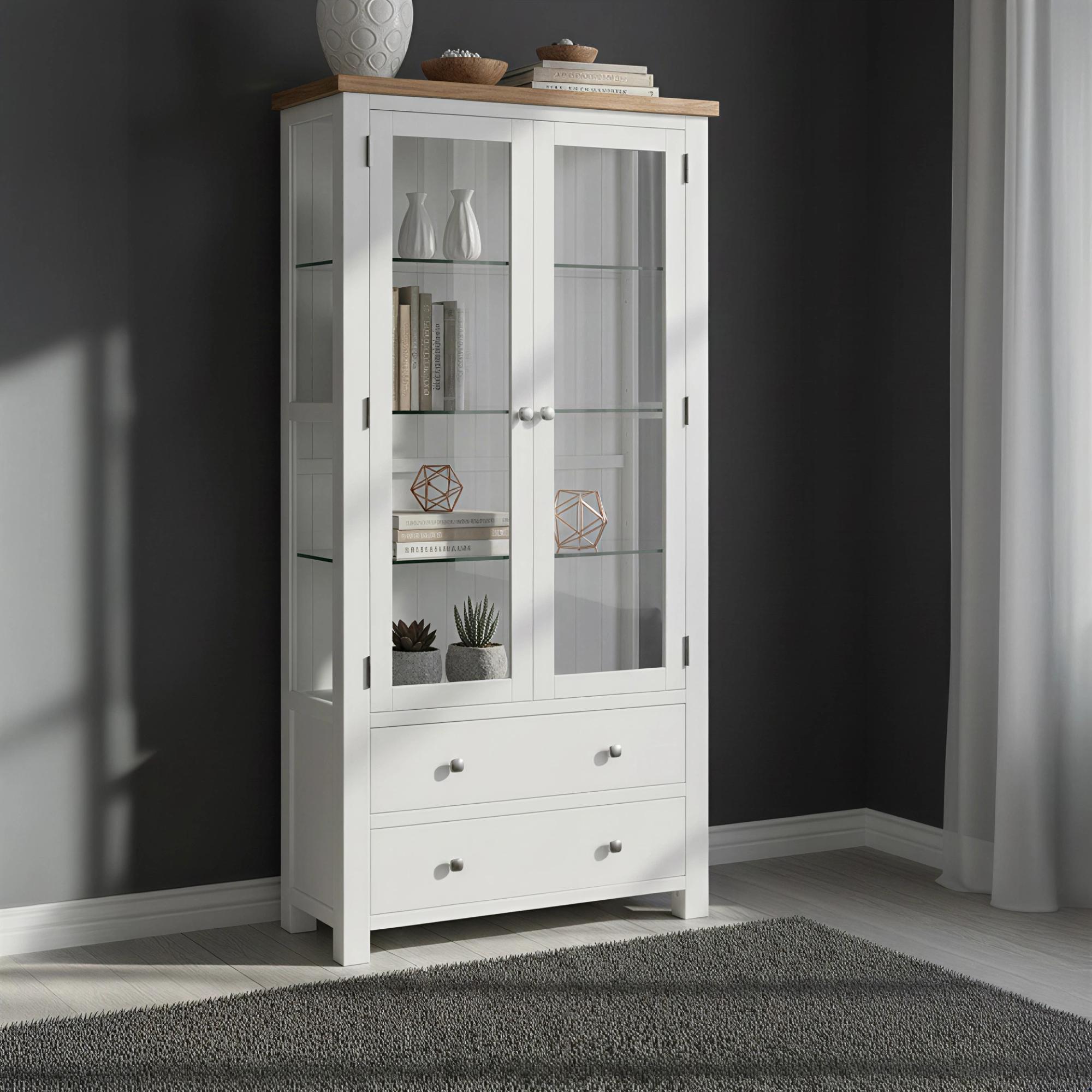 Lundy Display Cabinet - 2 Door - White Painted
