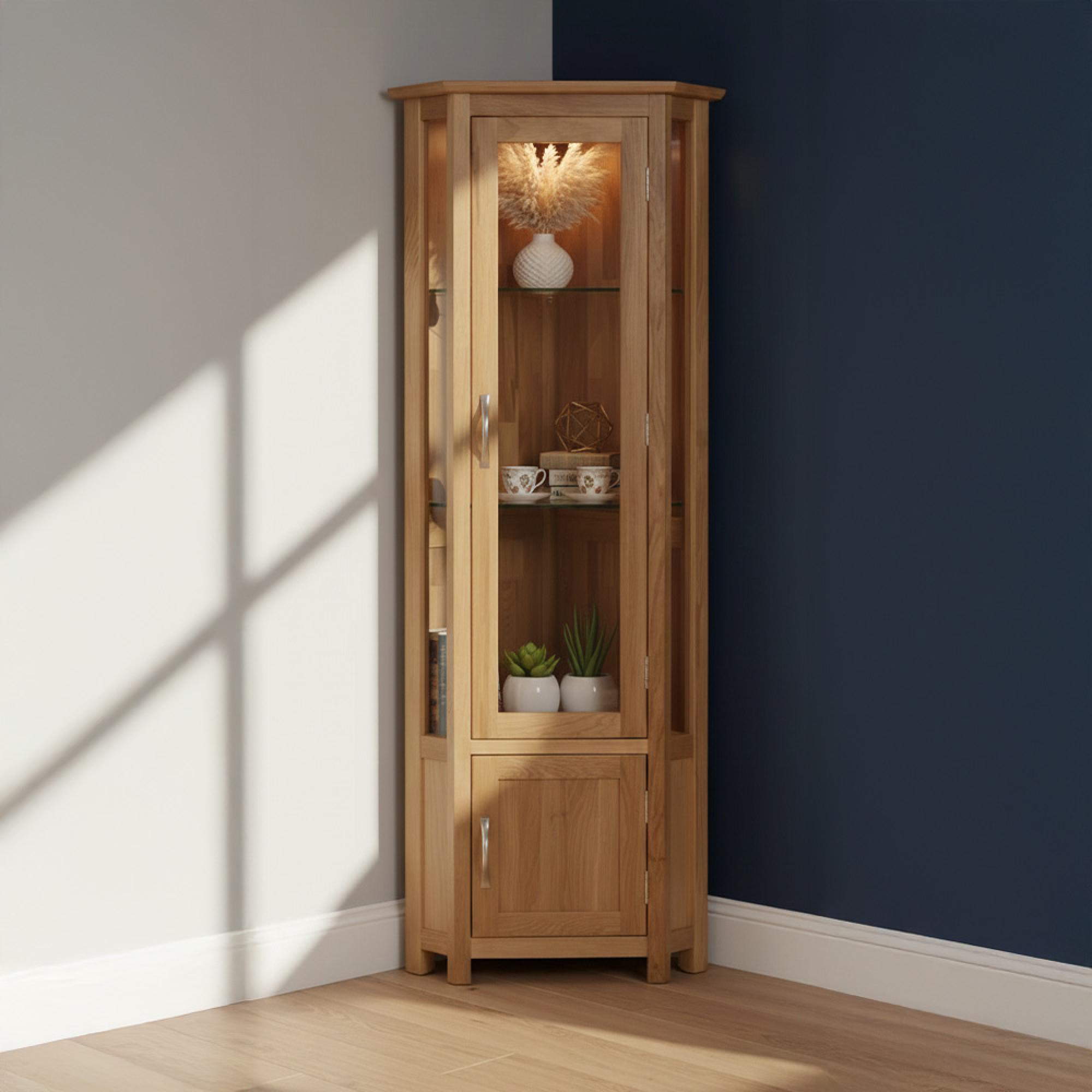 Nimbus Display Cabinet - Corner - Oak