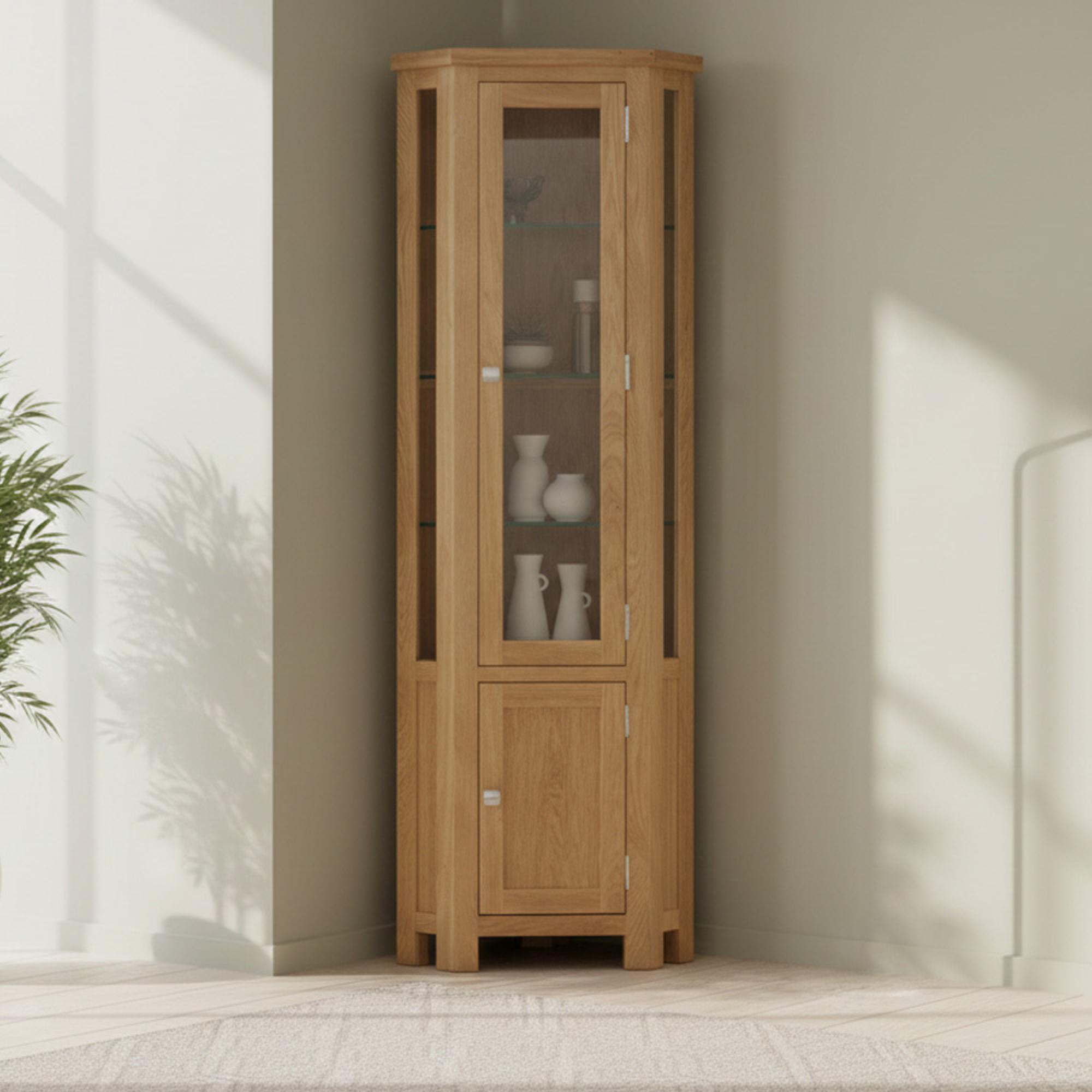 Appleby Corner Display Cabinet - 2 Door - Oak