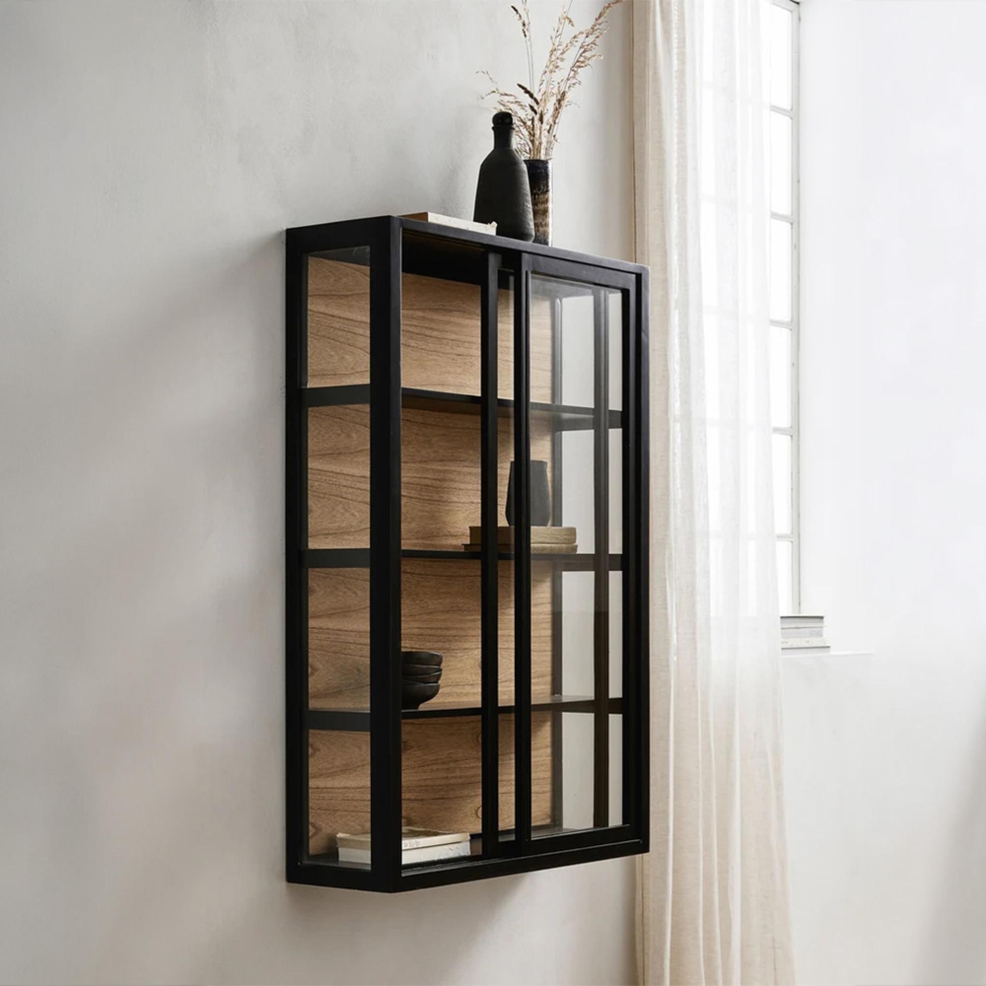 Bei Wall Display Cabinet - 2 Sliding Door - Black