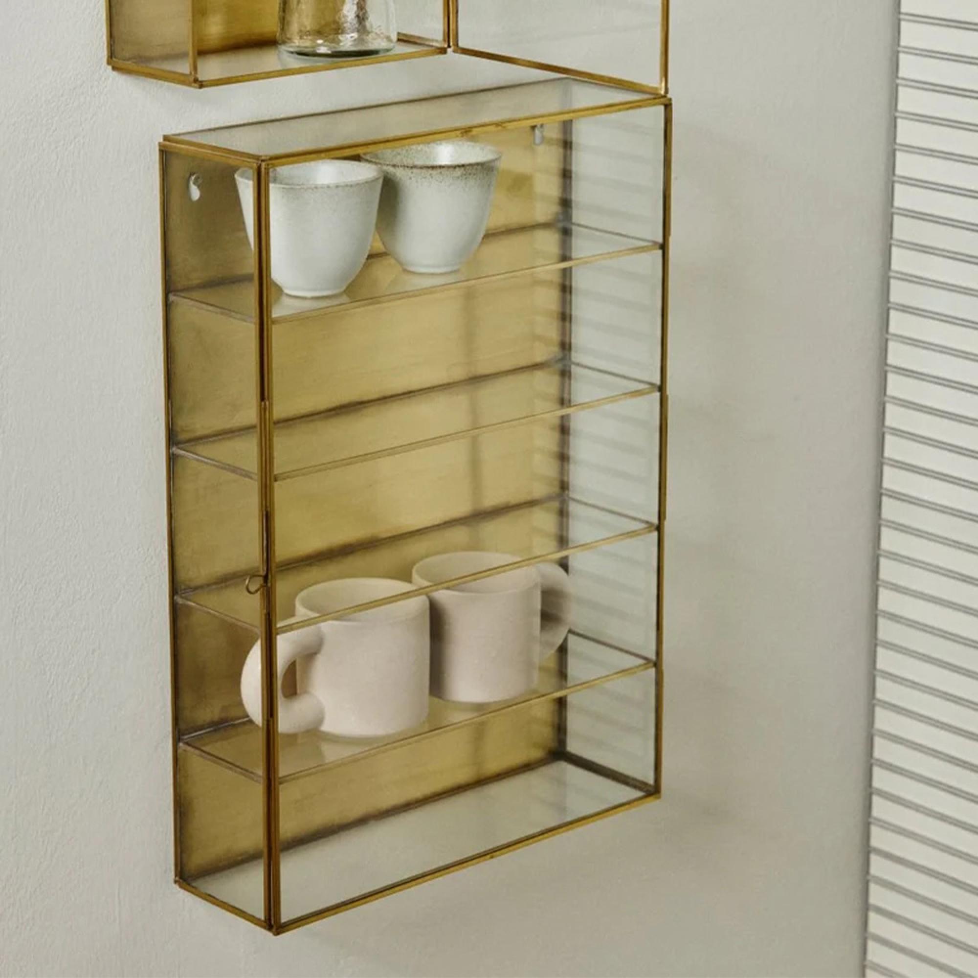 Ada Wall Display Cabinet - 1 Door - Tall - Gold - Metal