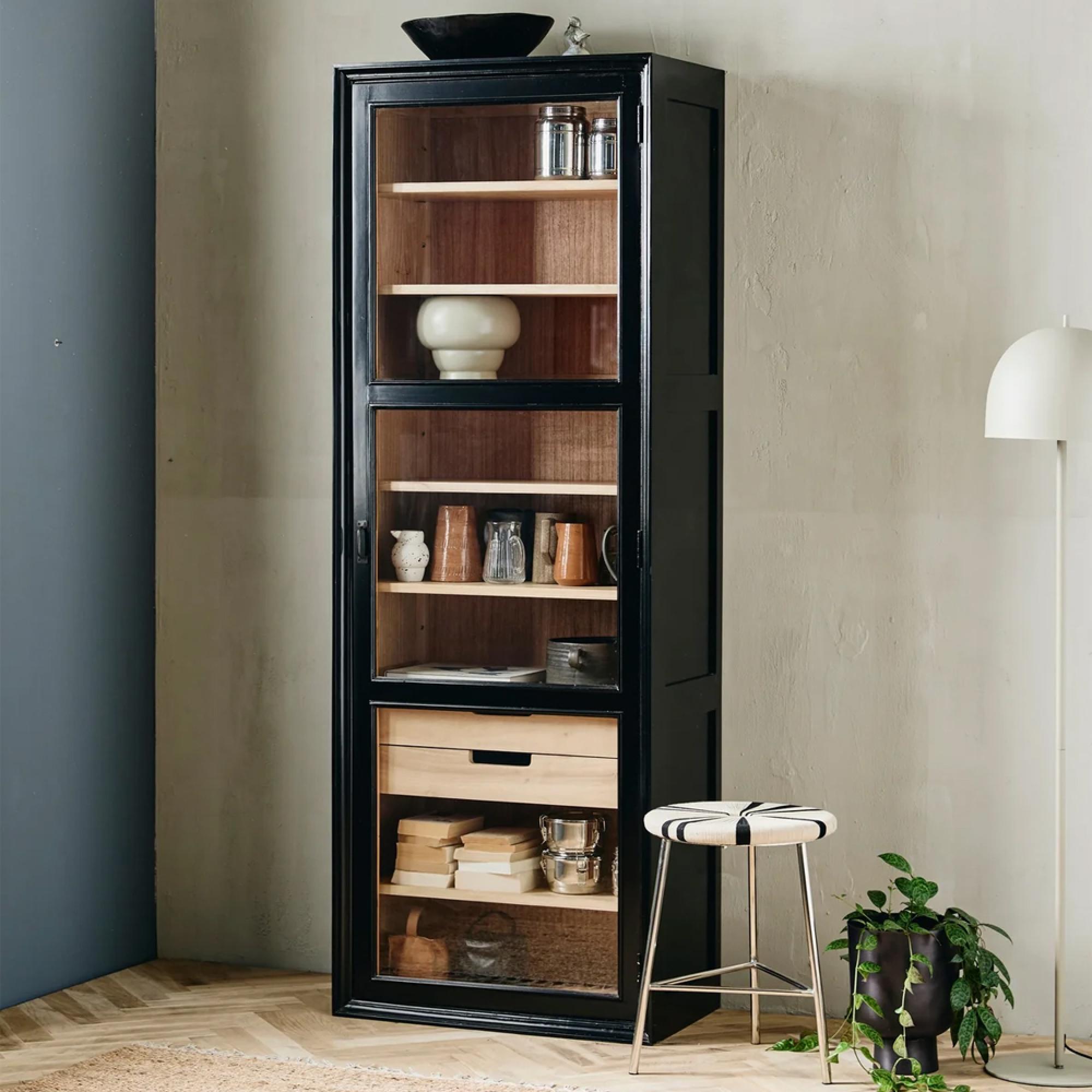 Viva Display Cabinet - 1 Door - 2 Drawer - Black
