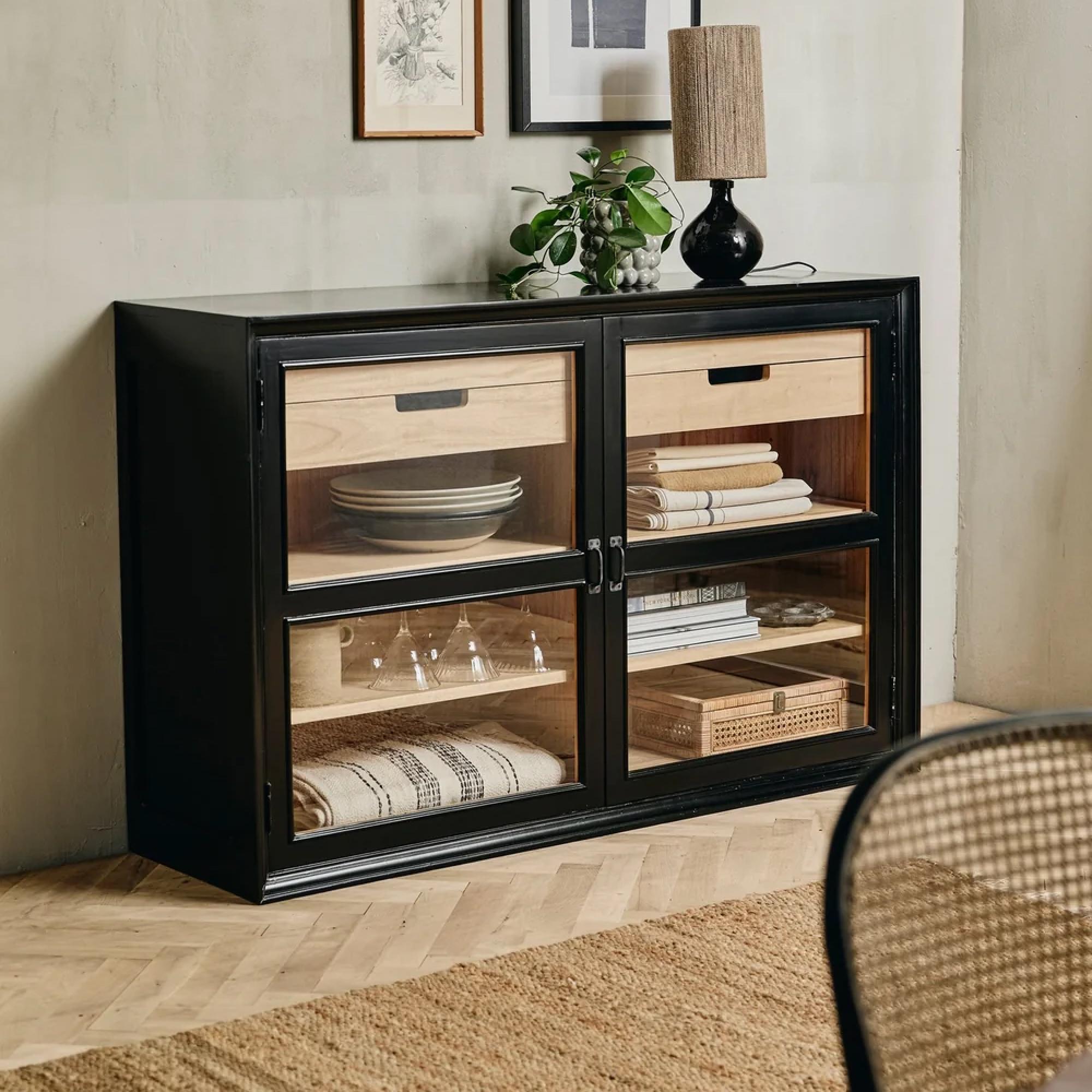 Viva Low Cabinet - 2 Door - 4 Drawer - Black