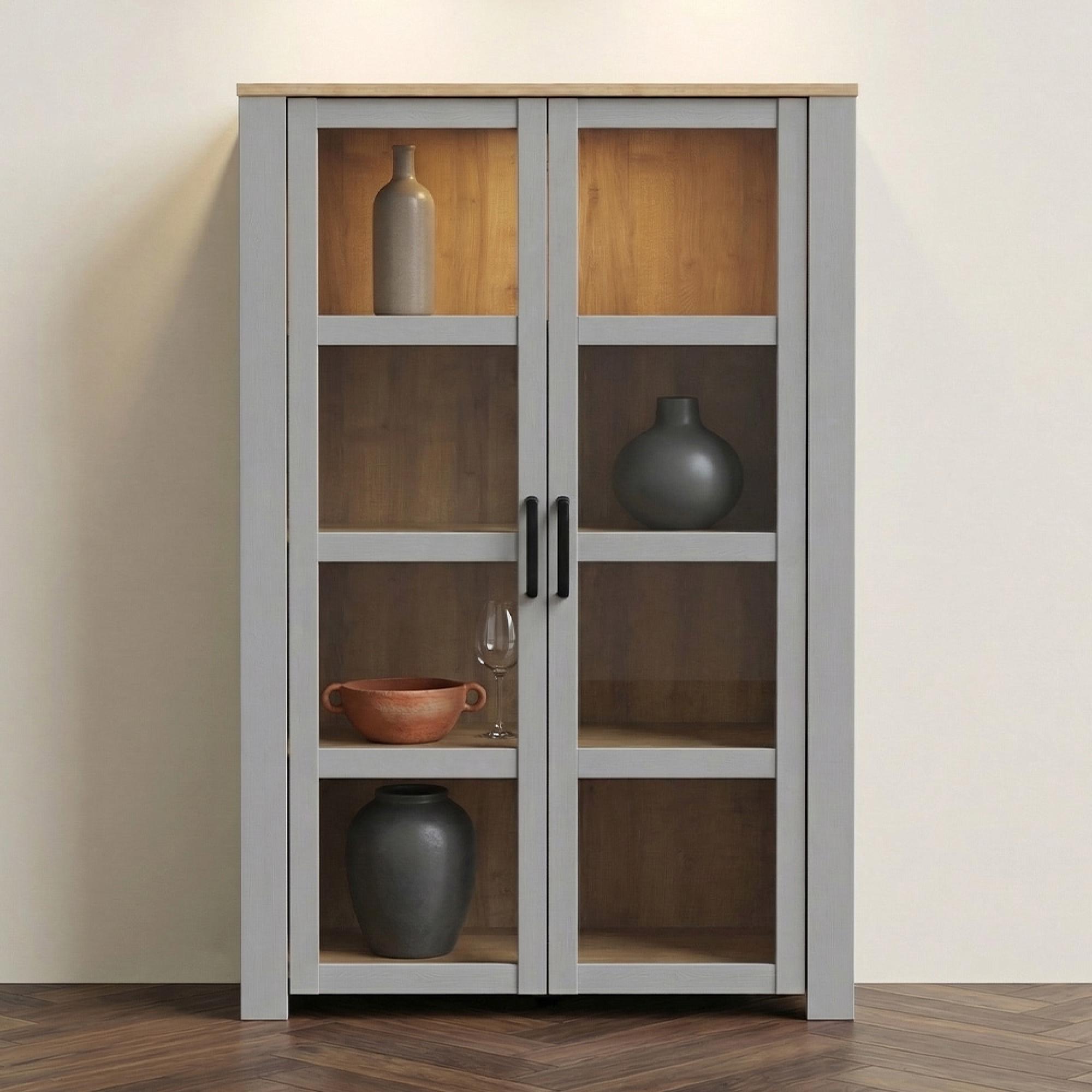 Bohol Display Cabinet - 2 Door - Grey