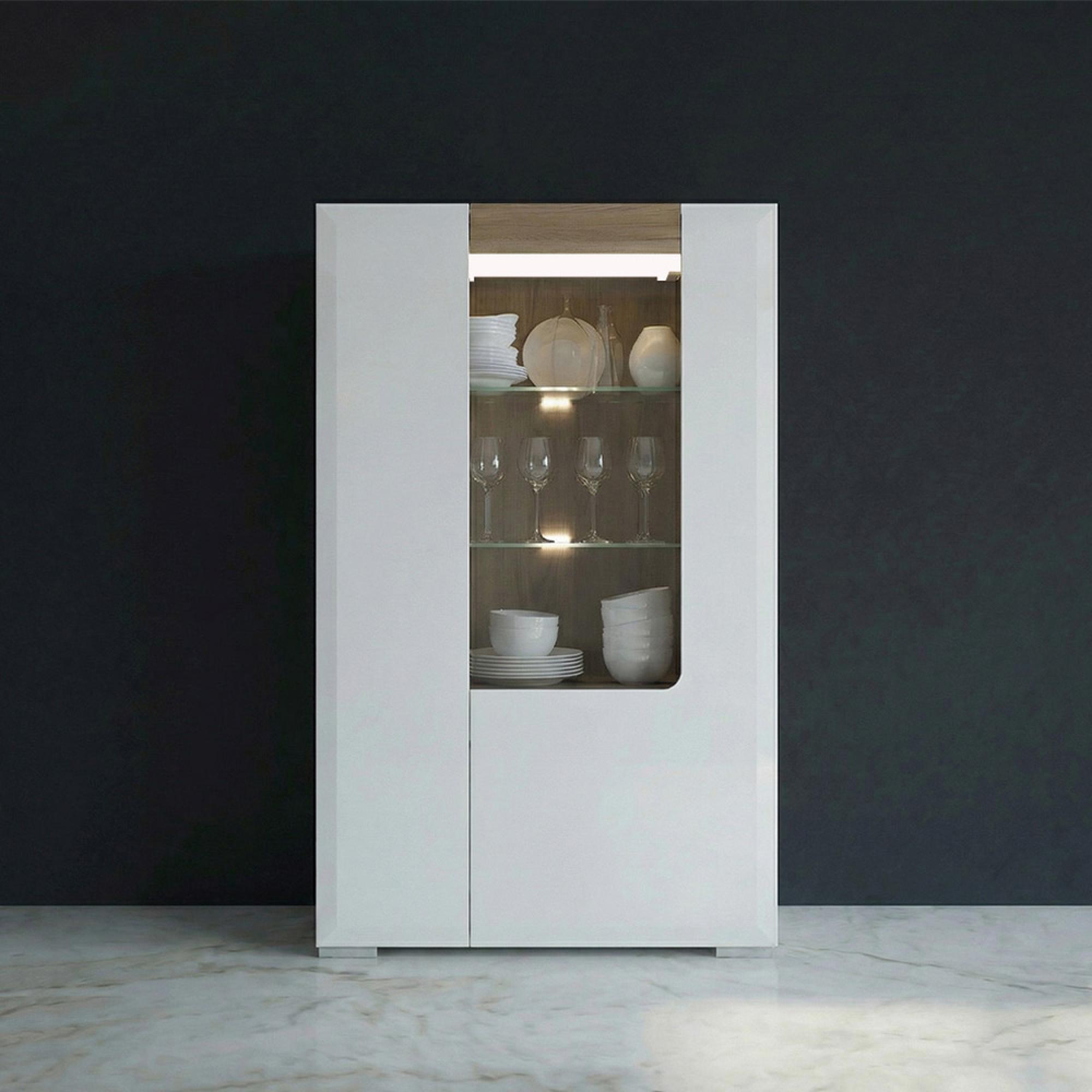 Toronto Display Cabinet - 2 Door - Low - Glazed - White Gloss