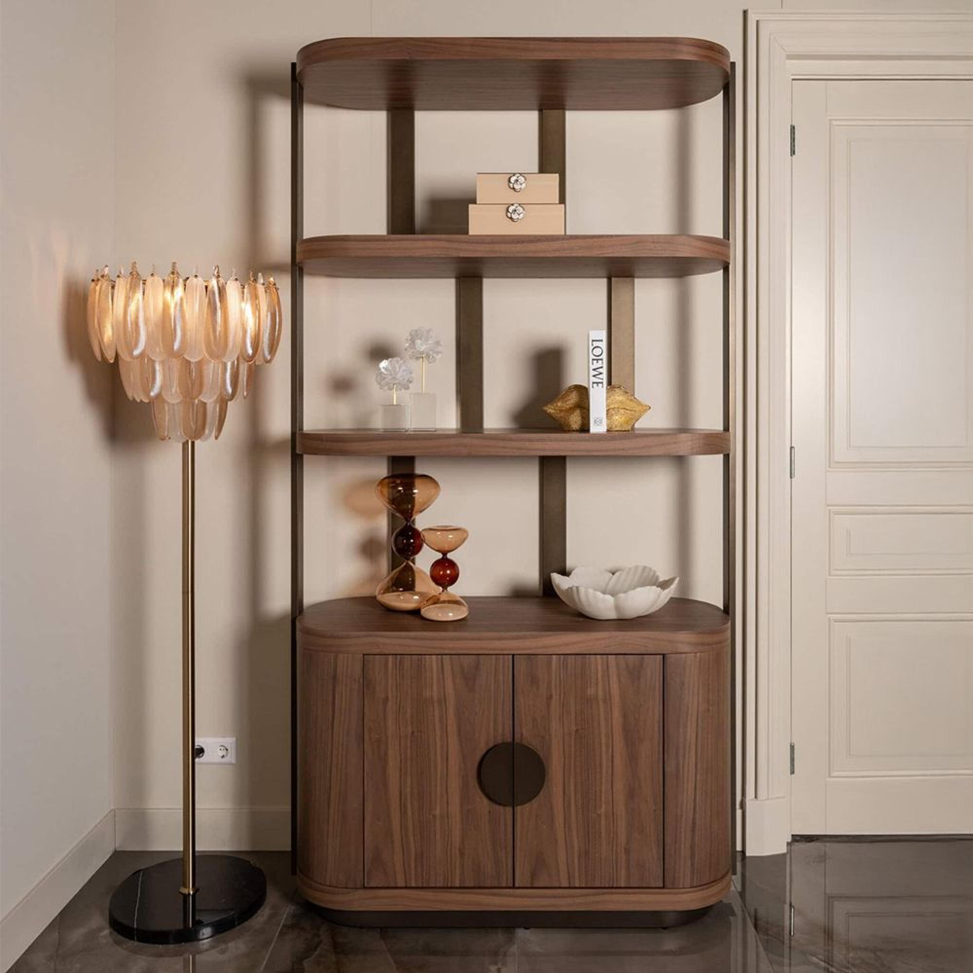 Windsor Curved Display Cabinet - 2 Door - Walnut - Wood