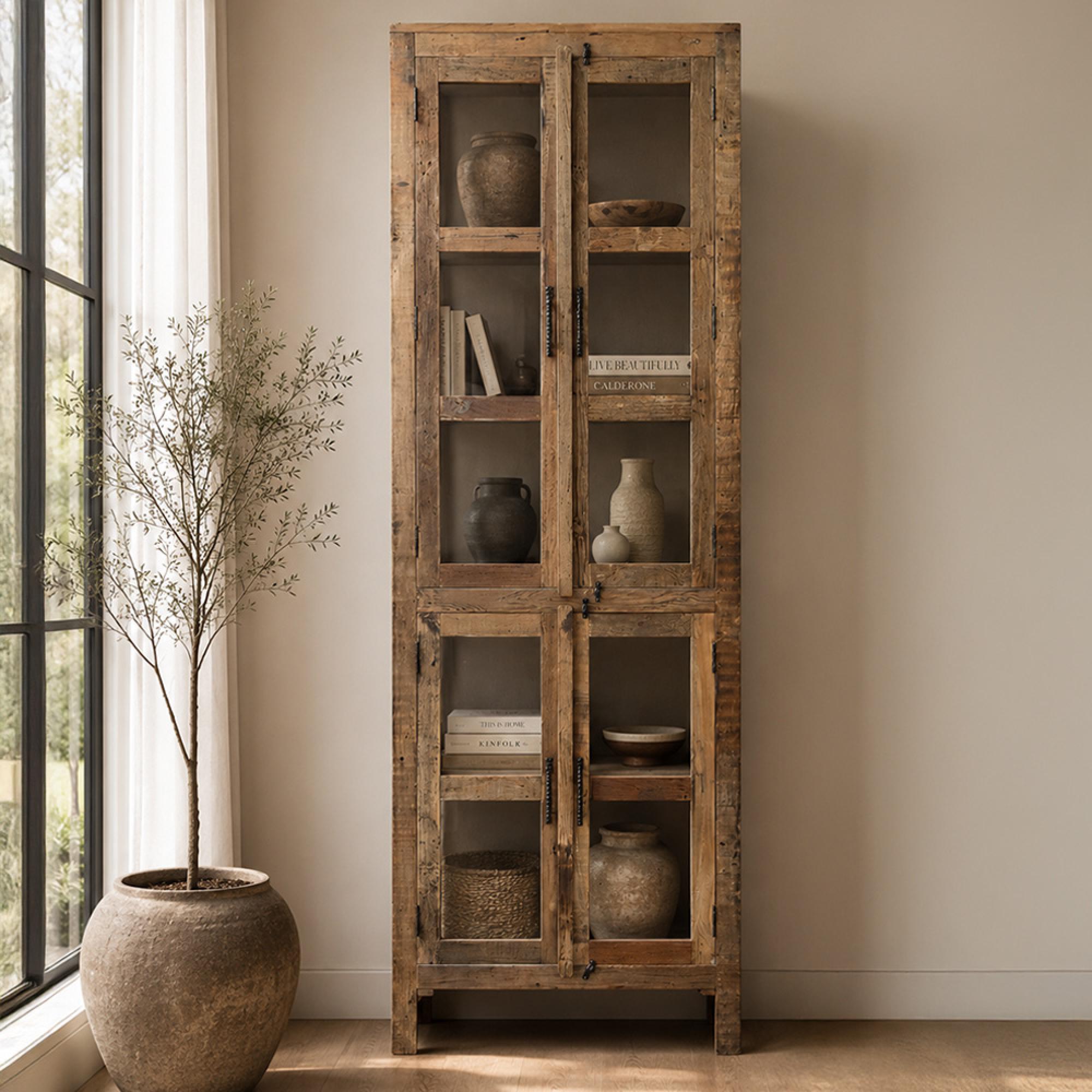 Bassano Display Cabinet - 2 Door - Natural - Wood