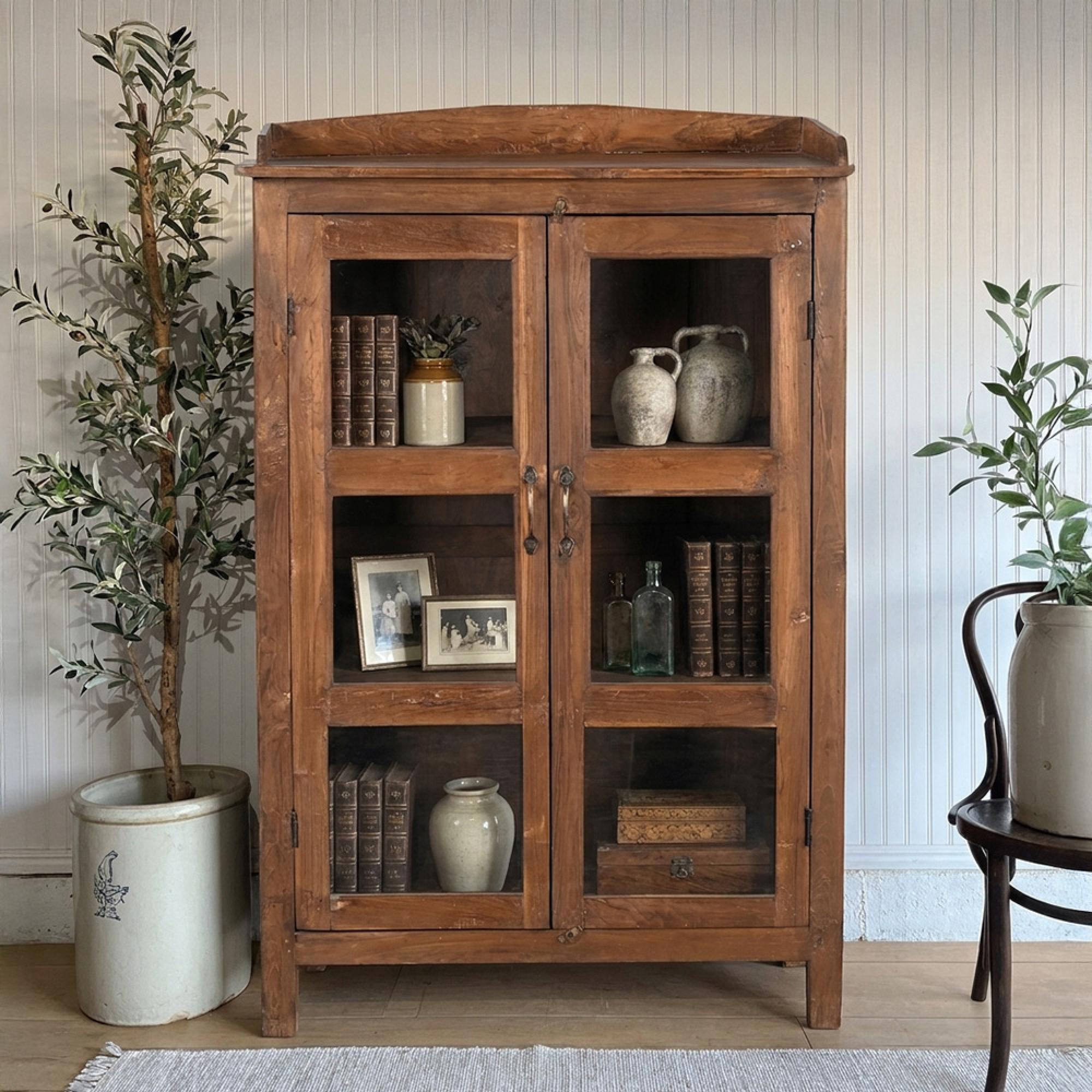 Display Cabinet - 2 Door - Rustic Natural - Glass and Wood